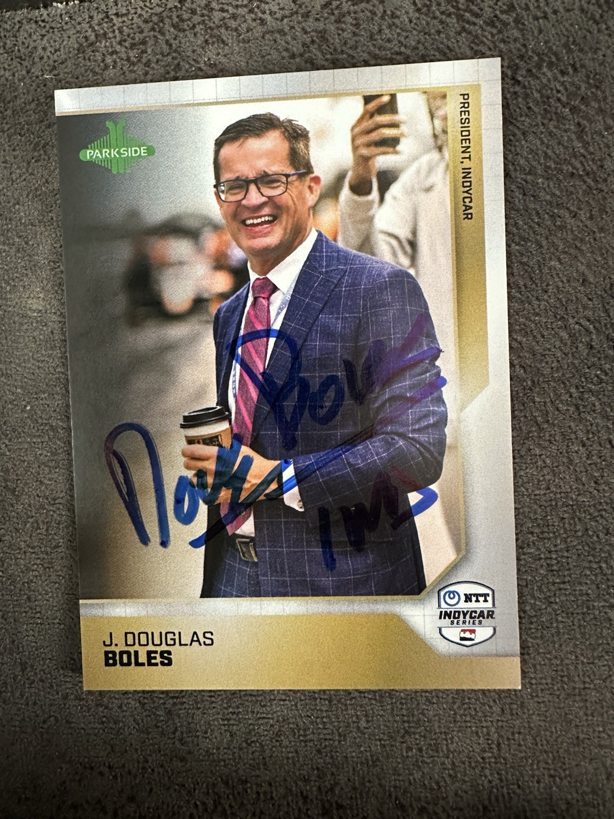2025 Parkside Indy Car Trading Promo Card 500 Signed Doug Boles IMS President