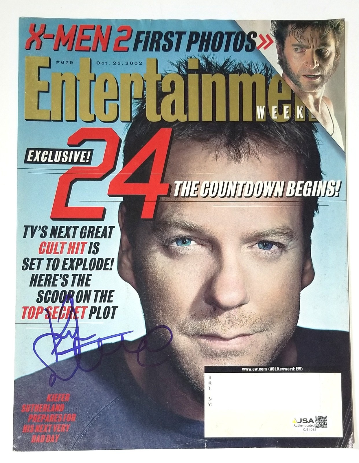 Kiefer Sutherland REAL hand SIGNED Mag Cover Page JSA COA Autographed Actor 24