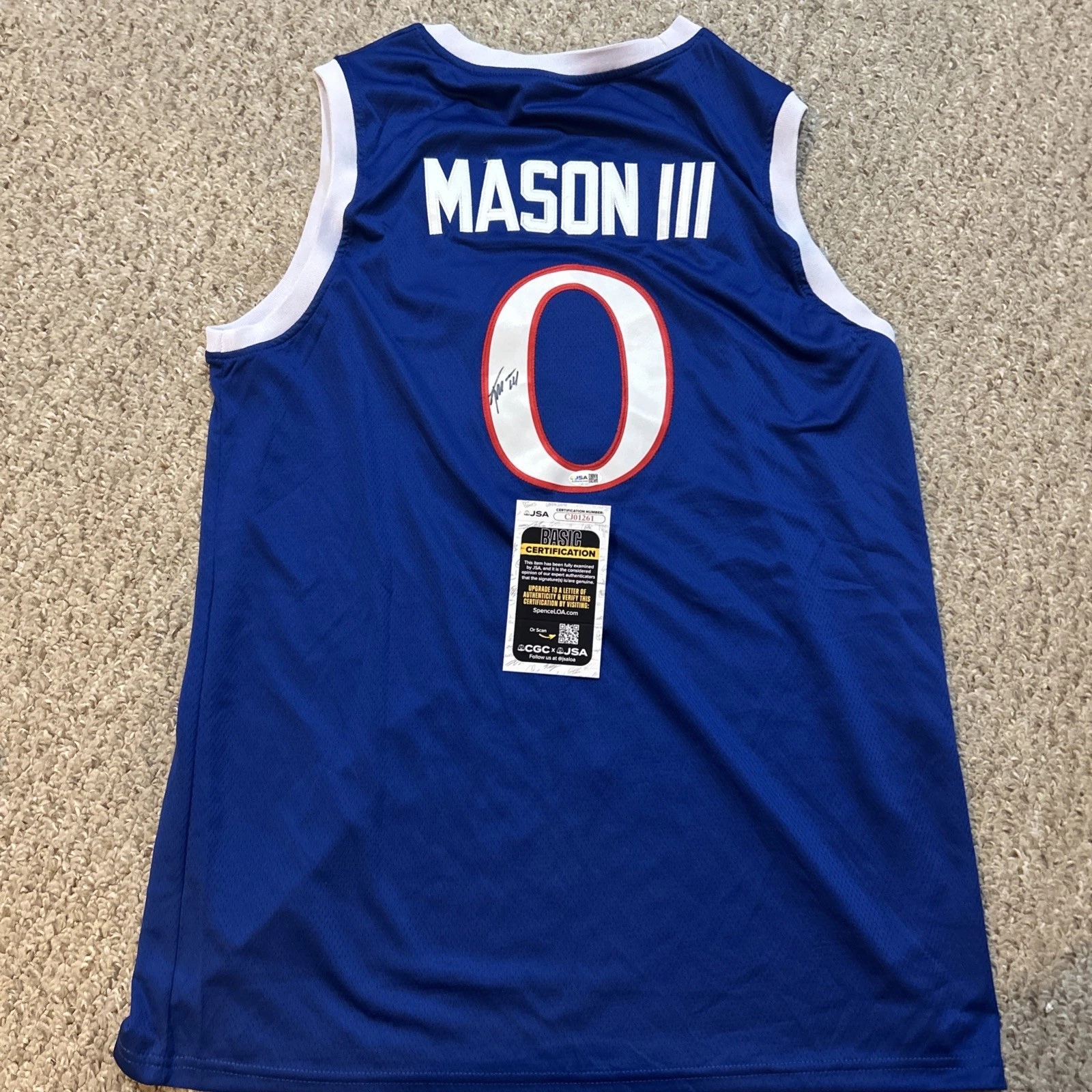 KANSAS JAYHAWKS- FRANK MASON III SIGNED AUTOGRAPH JERSEY JSA COA POY