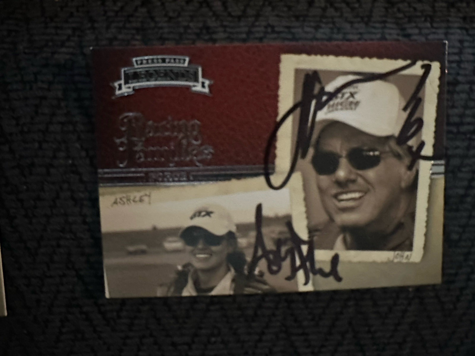 John & Ashley Force signed Card Autographed Nhra Press Pass Legends