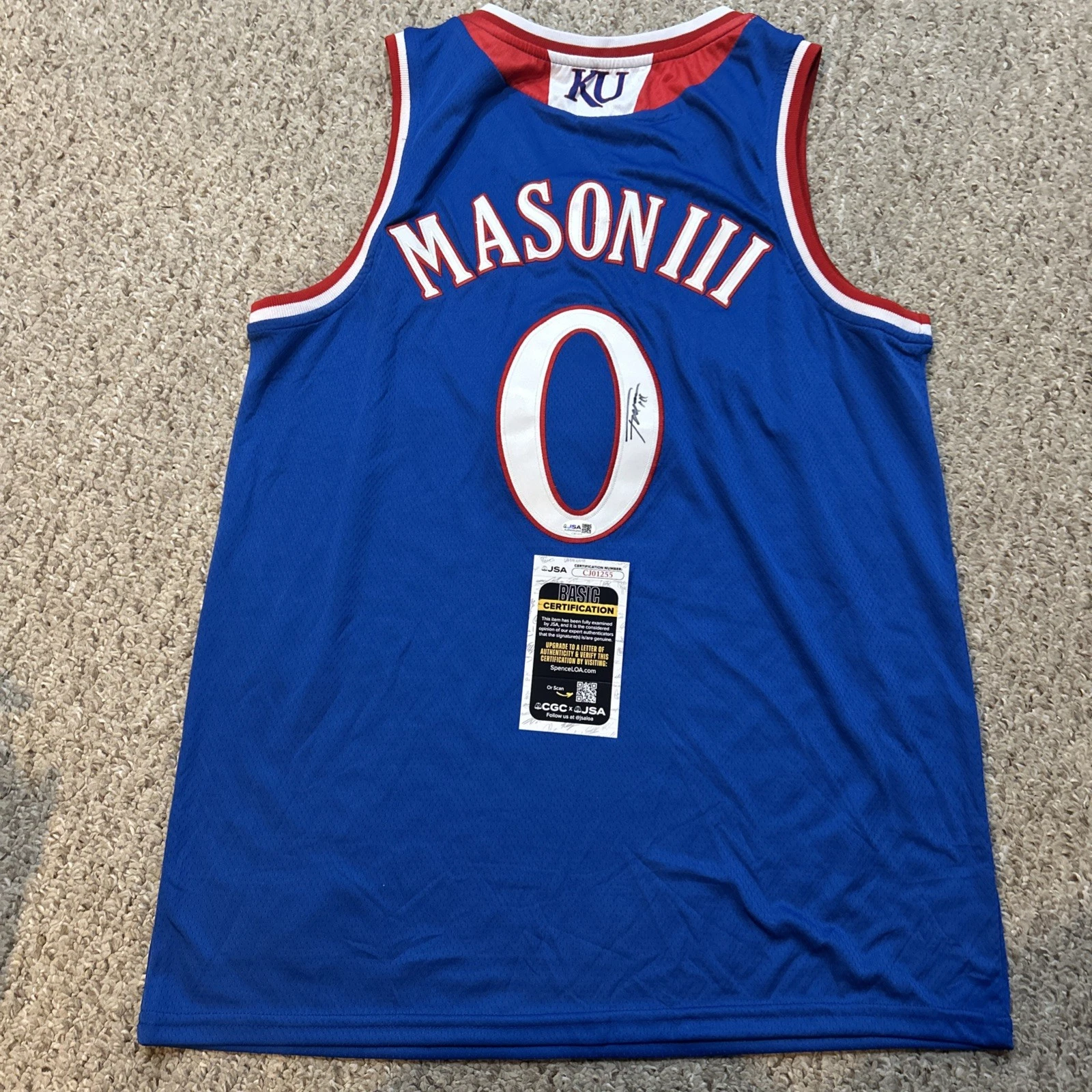 KANSAS JAYHAWKS- FRANK MASON III SIGNED AUTOGRAPH JERSEY JSA COA POY