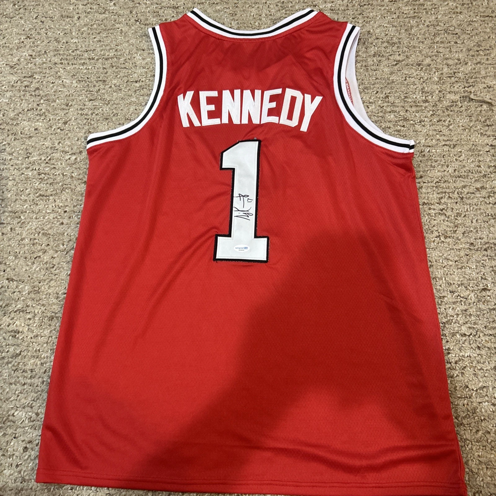ST JOHNS RED STORM- DJ KENNEDY SIGNED AUTOGRAPH JERSEY ACOA BASKETBALL TBT STAR