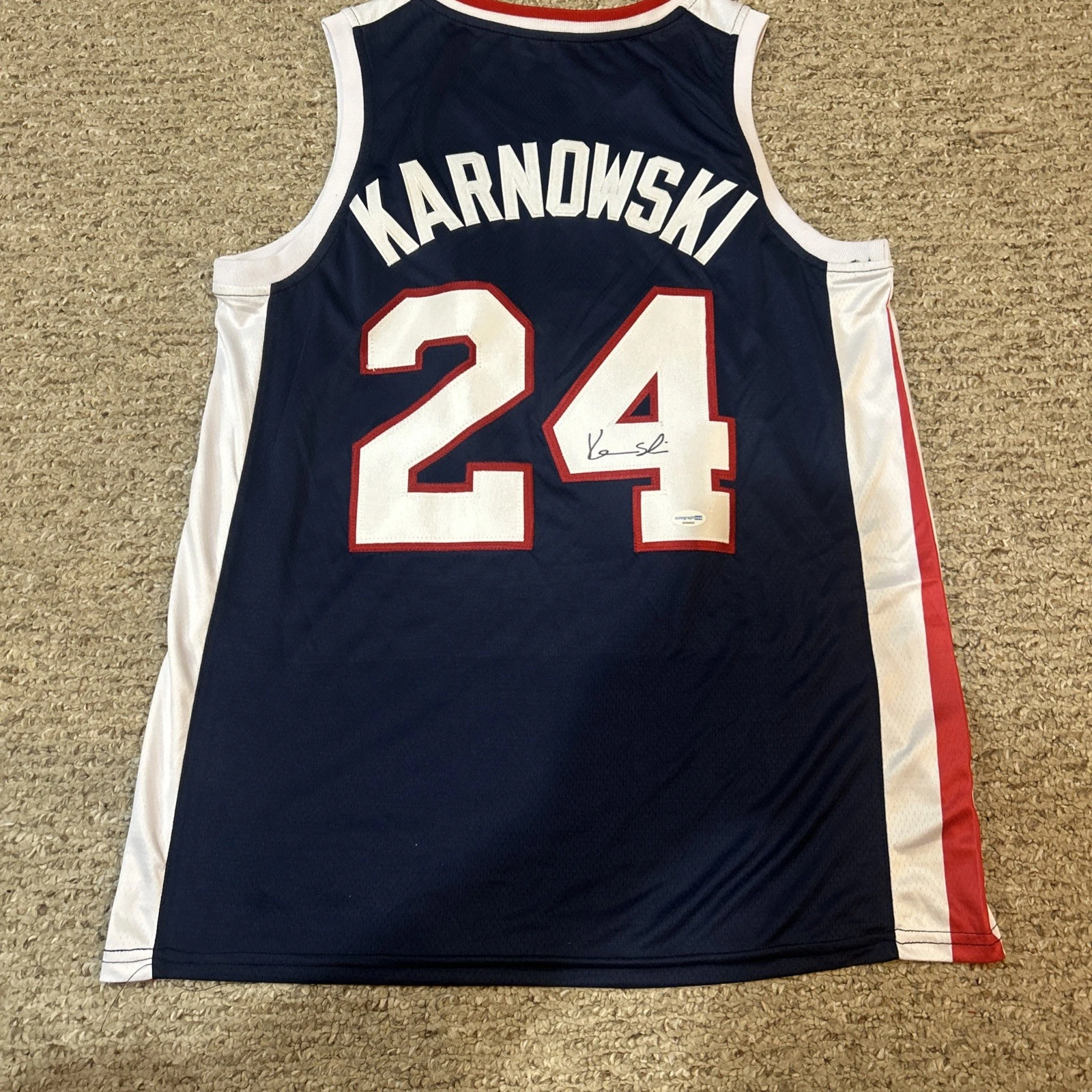 GONZAGA BULLDOGS- PRZEMEK KARNOWSKI SIGNED AUTOGRAPH JERSEY ACOA BASKETBALL