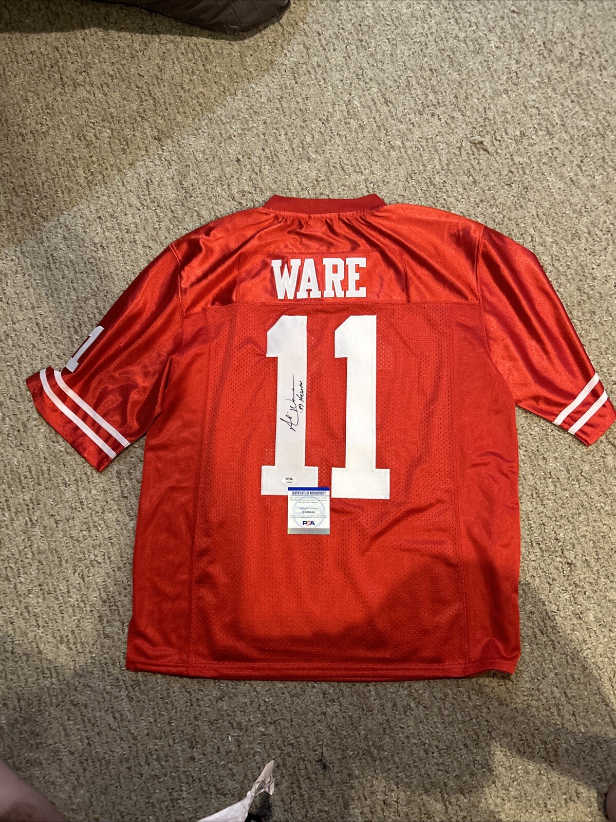 HOUSTON COUGARS- ANDRE WARE SIGNED AUTOGRAPH JERSEY PSA COA HEISMAN WINNER