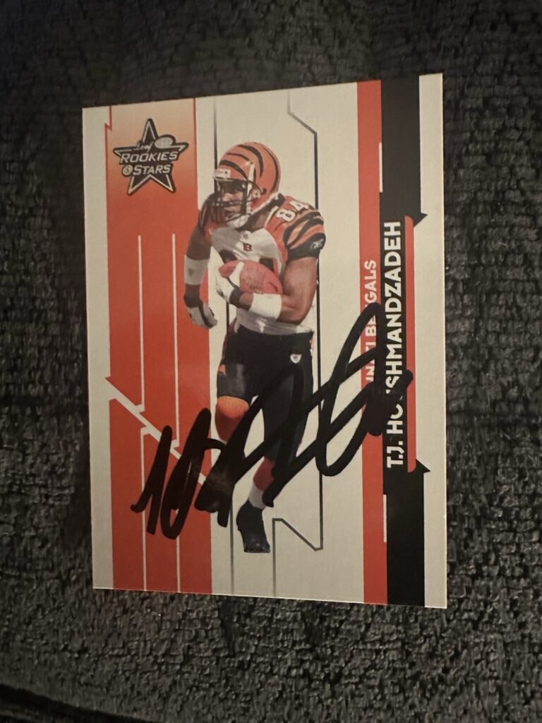 TJ HOUSHMANDZADEH SIGNED TRADING CARD AUTOGRAPHED CINCINNATI BENGALS COLLECTIBLE MEMORABILIA