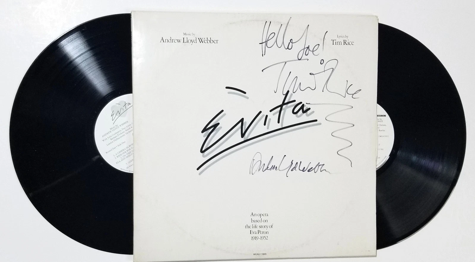 Andrew Lloyd Webber & Tim Rice SIGNED Evita Vinyl Record JSA COA Autographed