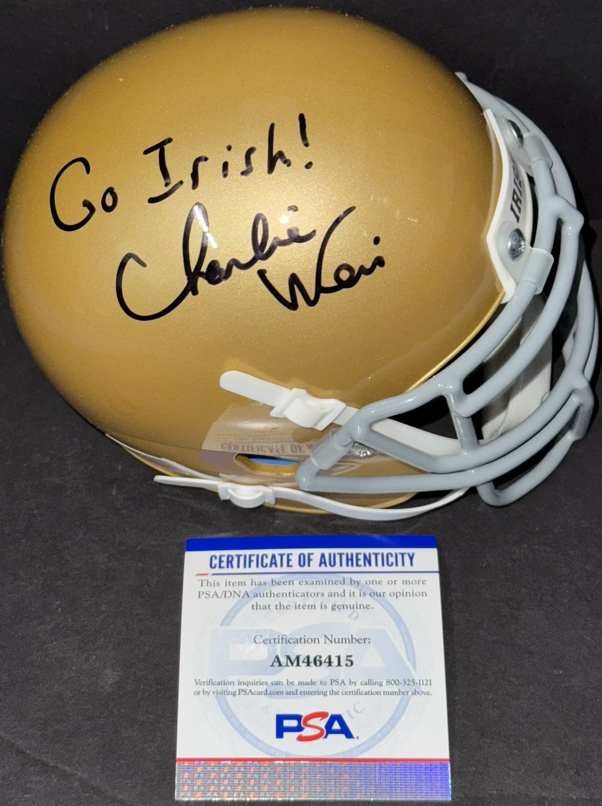 Charlie Weis Signed Autographed Notre Dame Fighting Irish Mini Helmet PSA/DNA