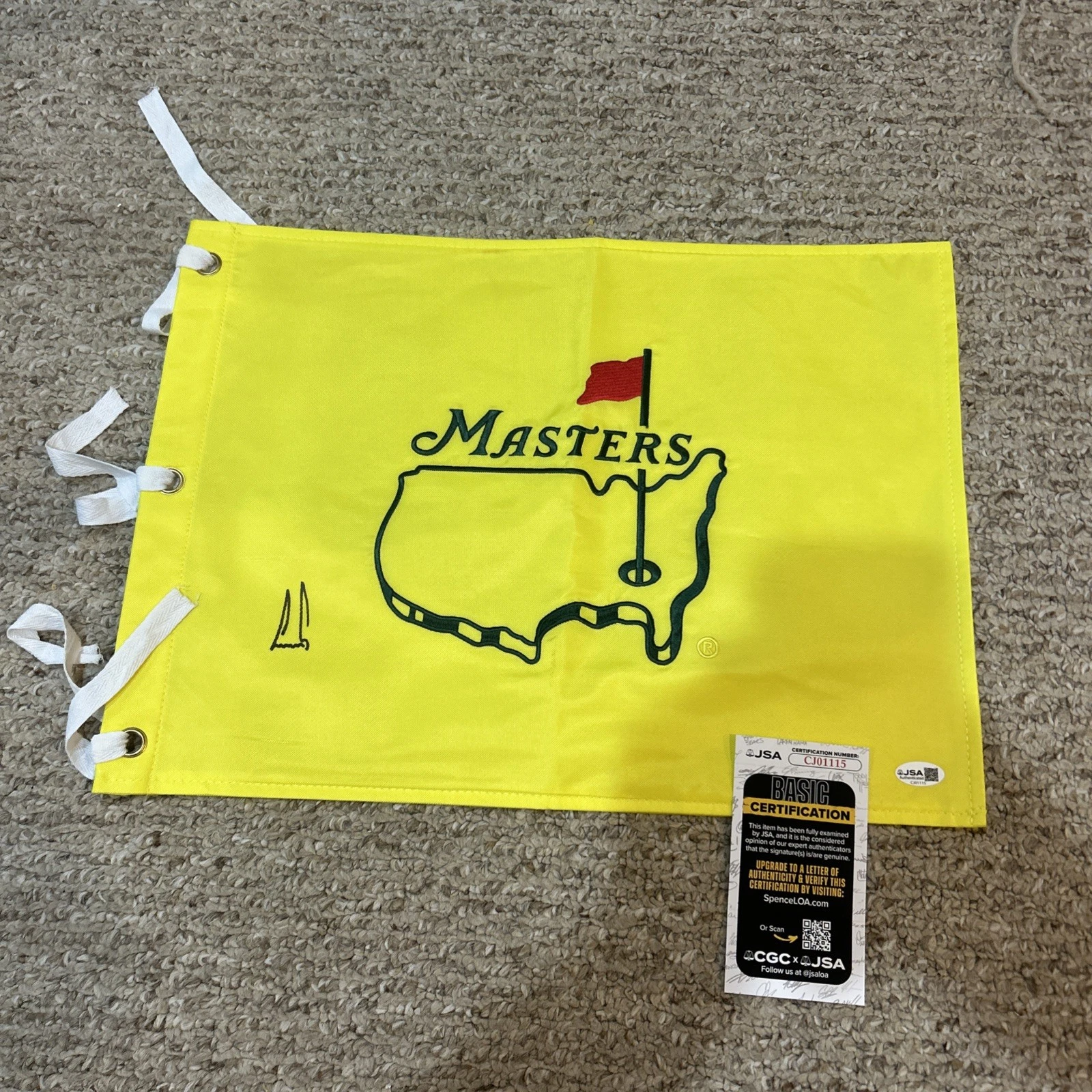 ERNIE ELS SIGNED AUTOGRAPH MASTERS PIN FLAG JSA COA PGA GOLF GOLFER
