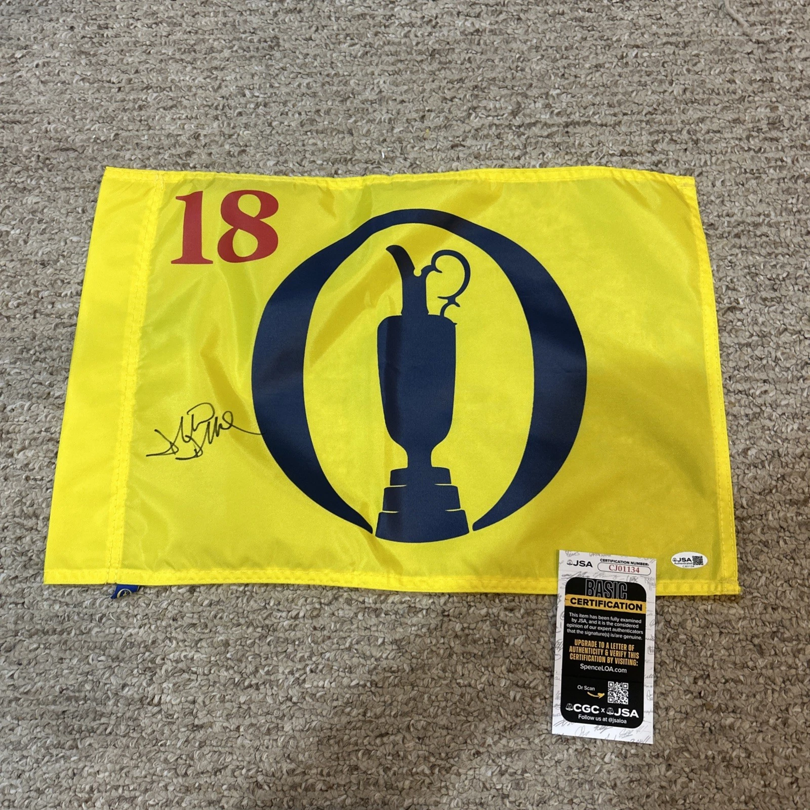 DAVID DUVAL SIGNED AUTOGRAPH BRITISH OPEN FLAG JSA COA 2001 WINNER GOLF THE OPEN