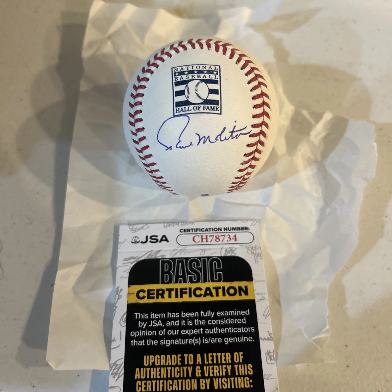 PAUL MOLITOR SIGNED AUTOGRAPH HOF LOGO BASEBALL JSA COA ROMLB BALL TWINS BREWERS