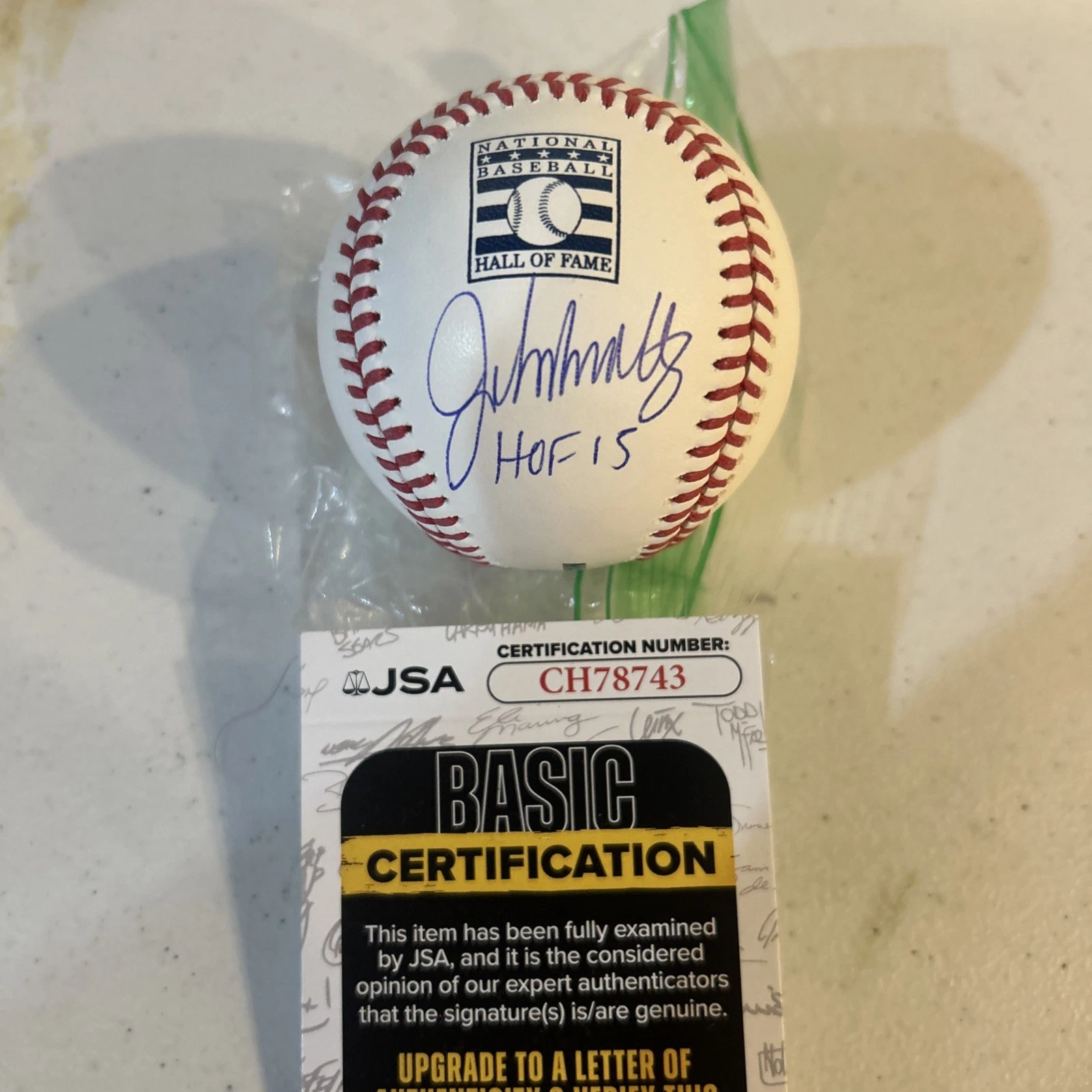 JOHN SMOLTZ SIGNED AUTOGRAPH HOF LOGO BASEBALL JSA COA ROMLB BALL ATLANTA BRAVES