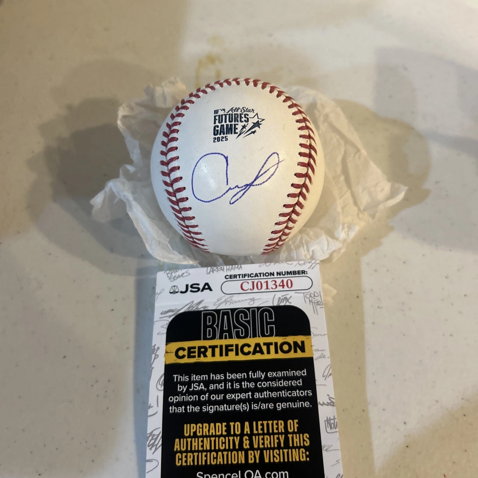 PHILADELPHIA PHILLIES- ANDREW PAINTER SIGNED AUTOGRAPH 2025 FUTURES BALL JSA COA