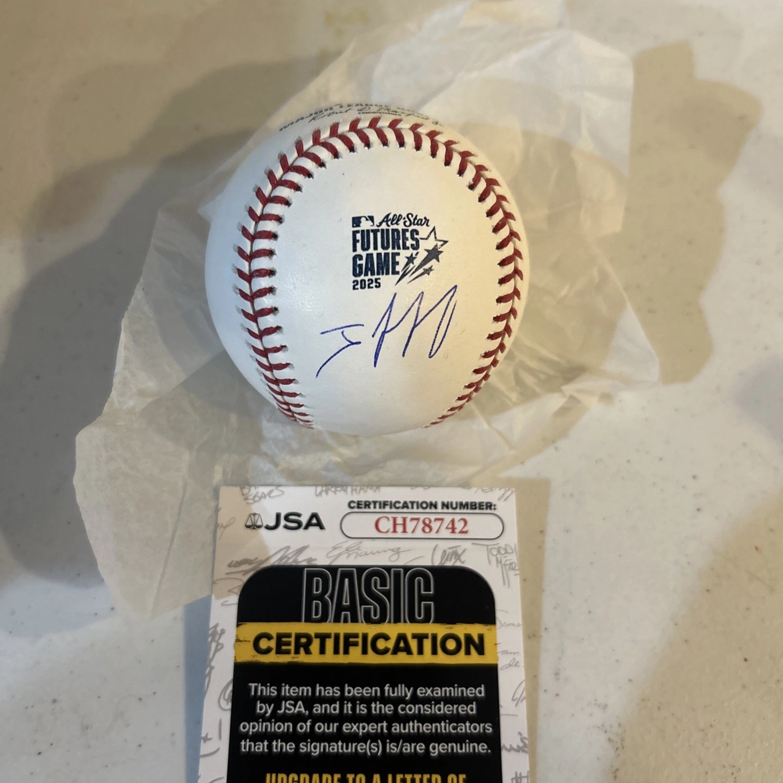 JHOSTYNXON GARCIA SIGNED AUTOGRAPH 2025 FUTURES GAME BALL JSA COA ROMLB BALL SOX