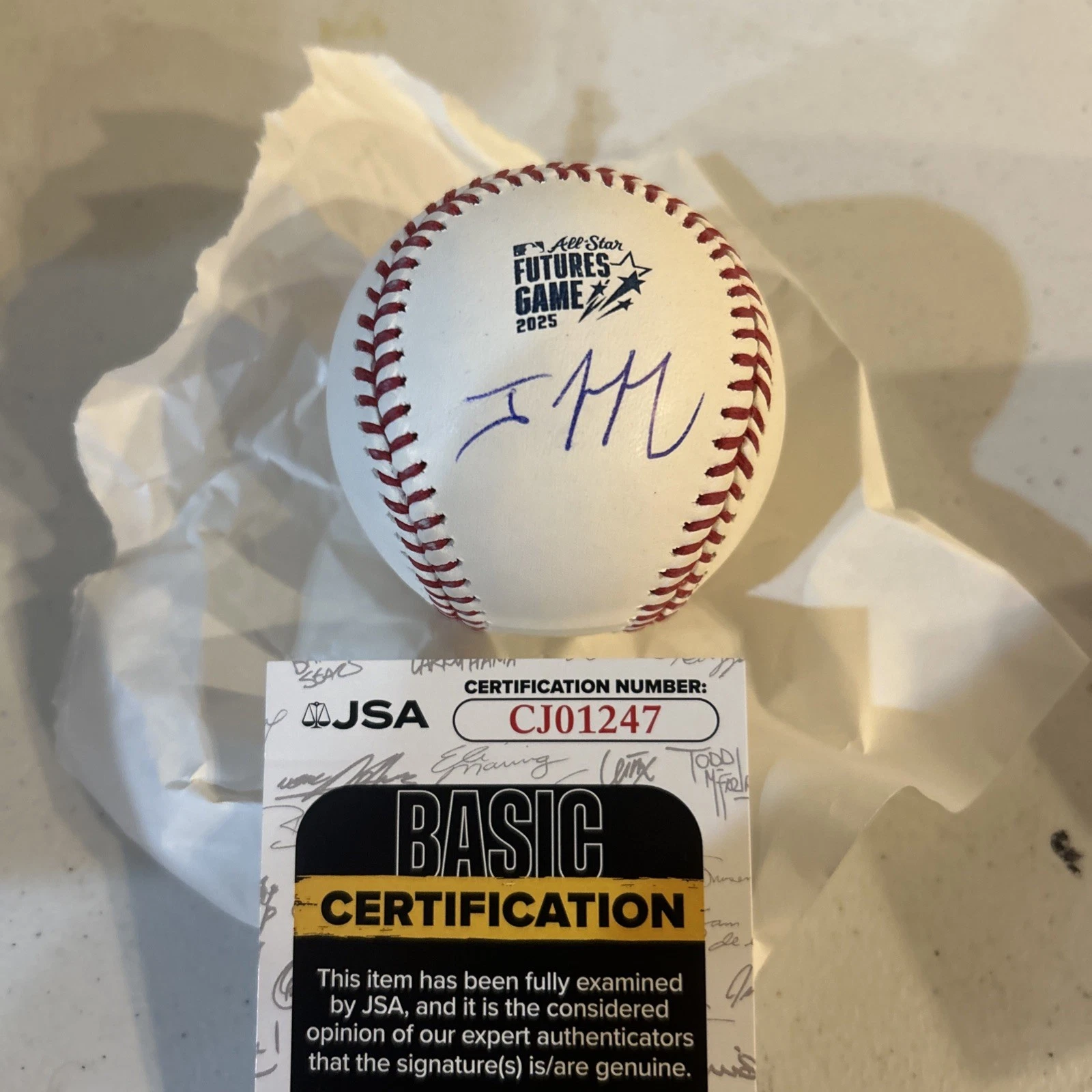 JHOSTYNXON GARCIA SIGNED AUTOGRAPH 2025 FUTURES GAME BALL JSA COA ROMLB BALL SOX