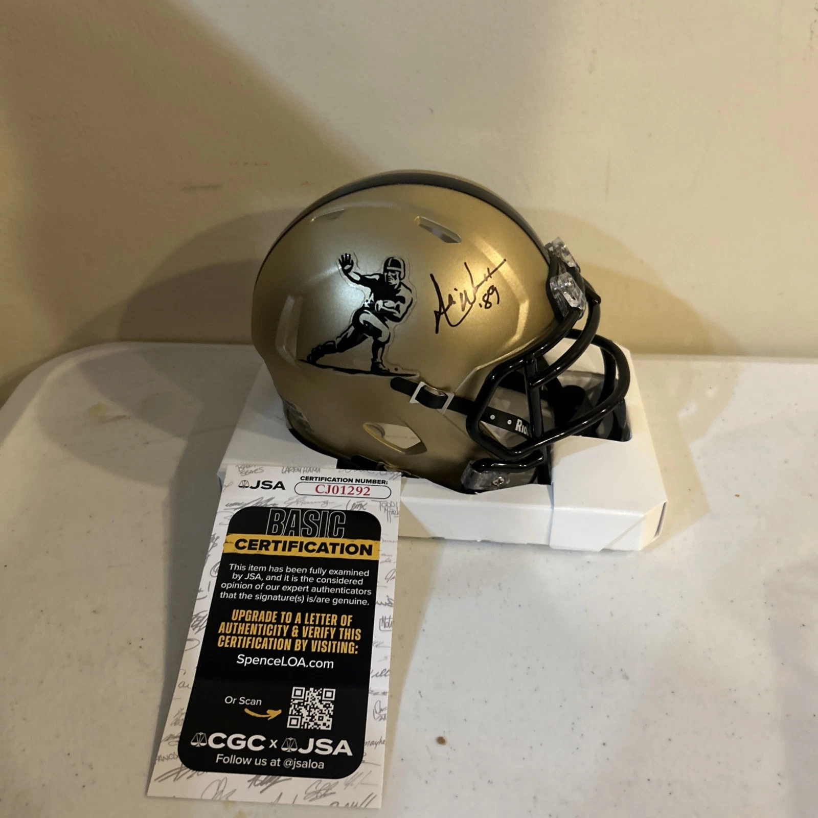 HOUSTON COUGARS- ANDRE WARE SIGNED AUTOGRAPH MINI HELMET JSA COA HEISMAN 1989