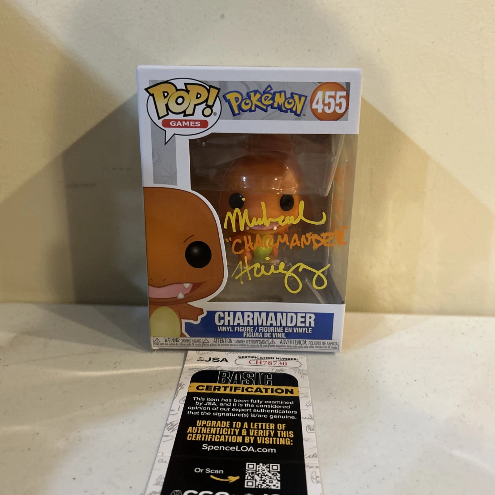 MICHAEL HAIGNEY SIGNED AUTOGRAPH CHARMANDER FUNKO POP JSA COA POKEMON FIGURE