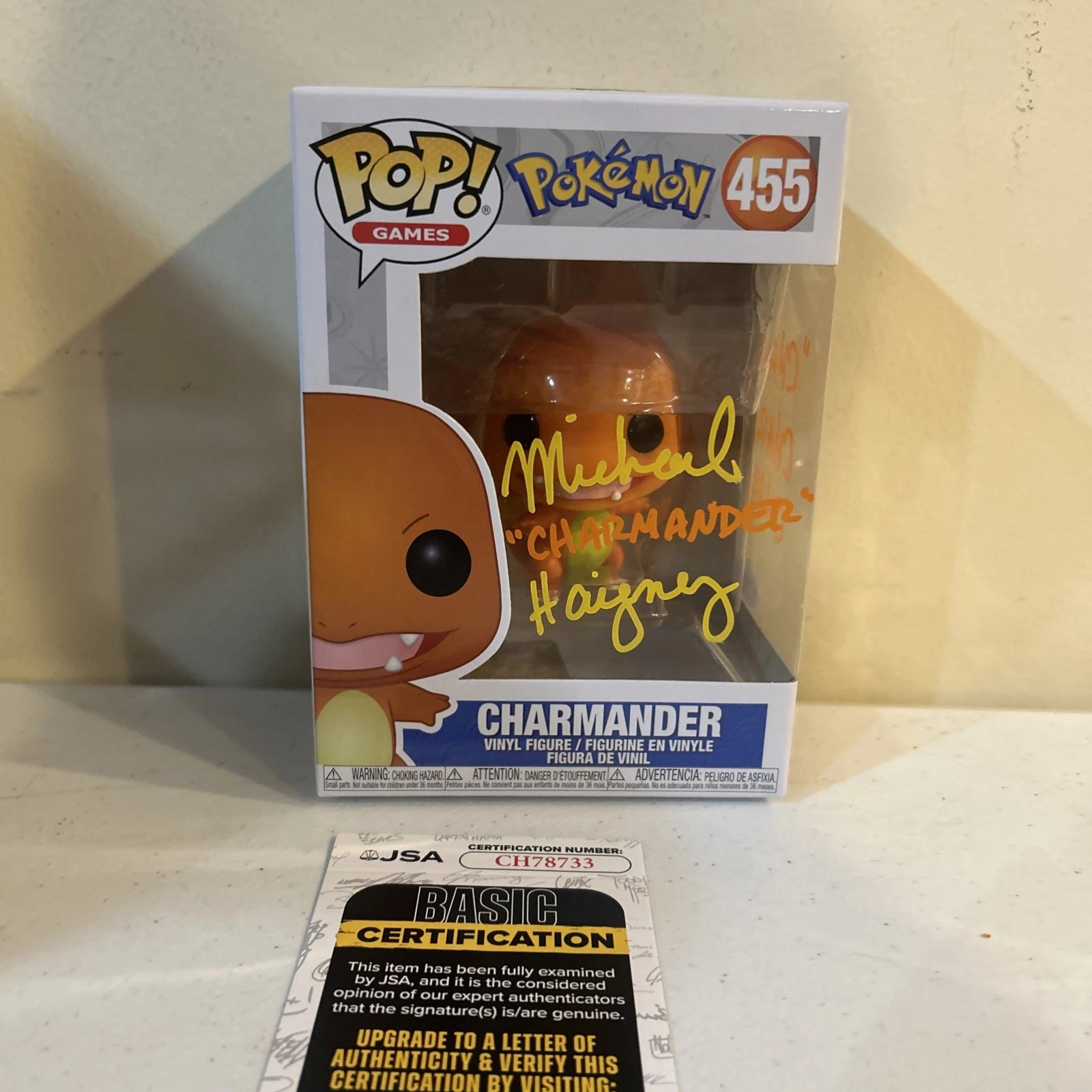 MICHAEL HAIGNEY SIGNED AUTOGRAPH CHARMANDER FUNKO POP JSA COA POKEMON FIGURE