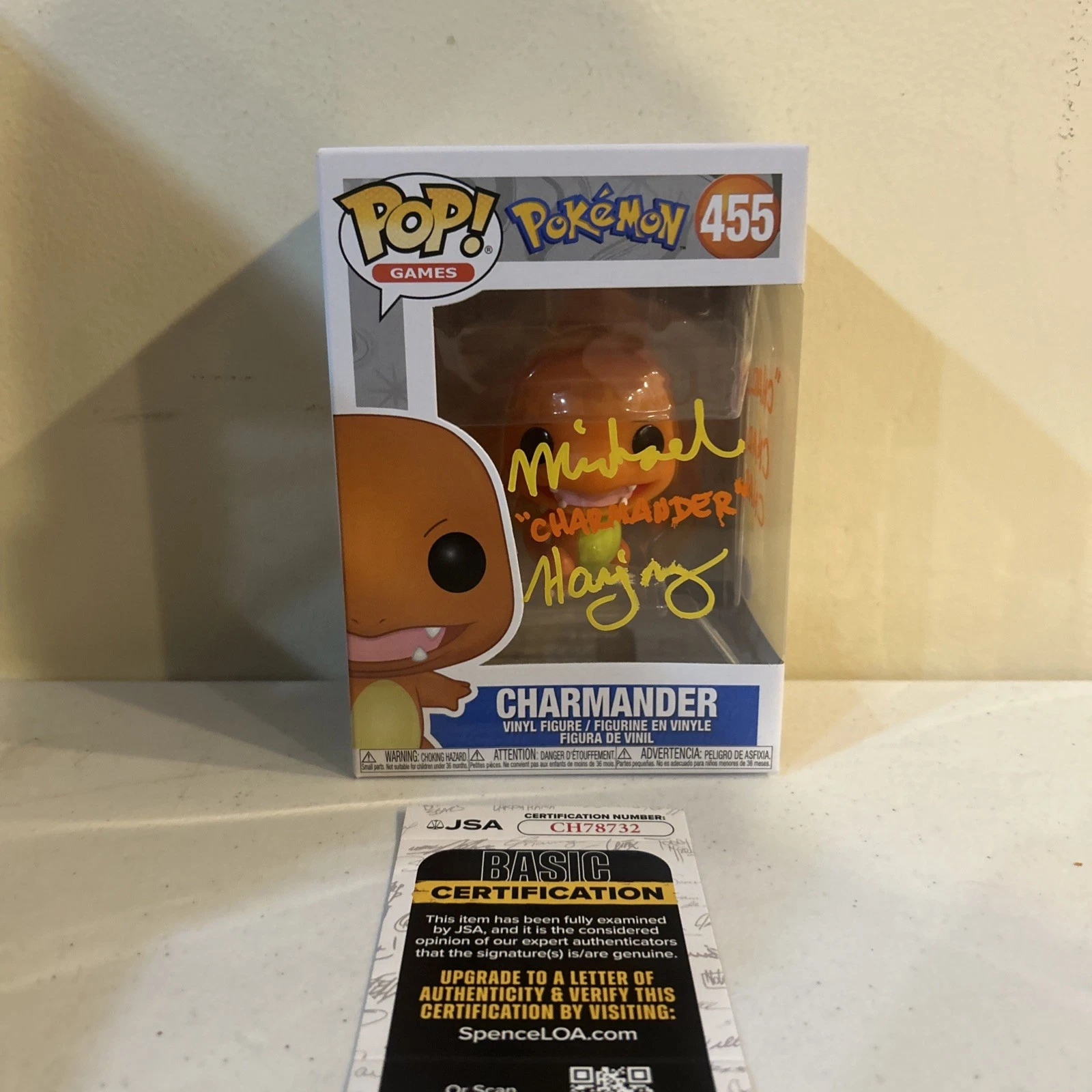 MICHAEL HAIGNEY SIGNED AUTOGRAPH CHARMANDER FUNKO POP JSA COA POKEMON FIGURE