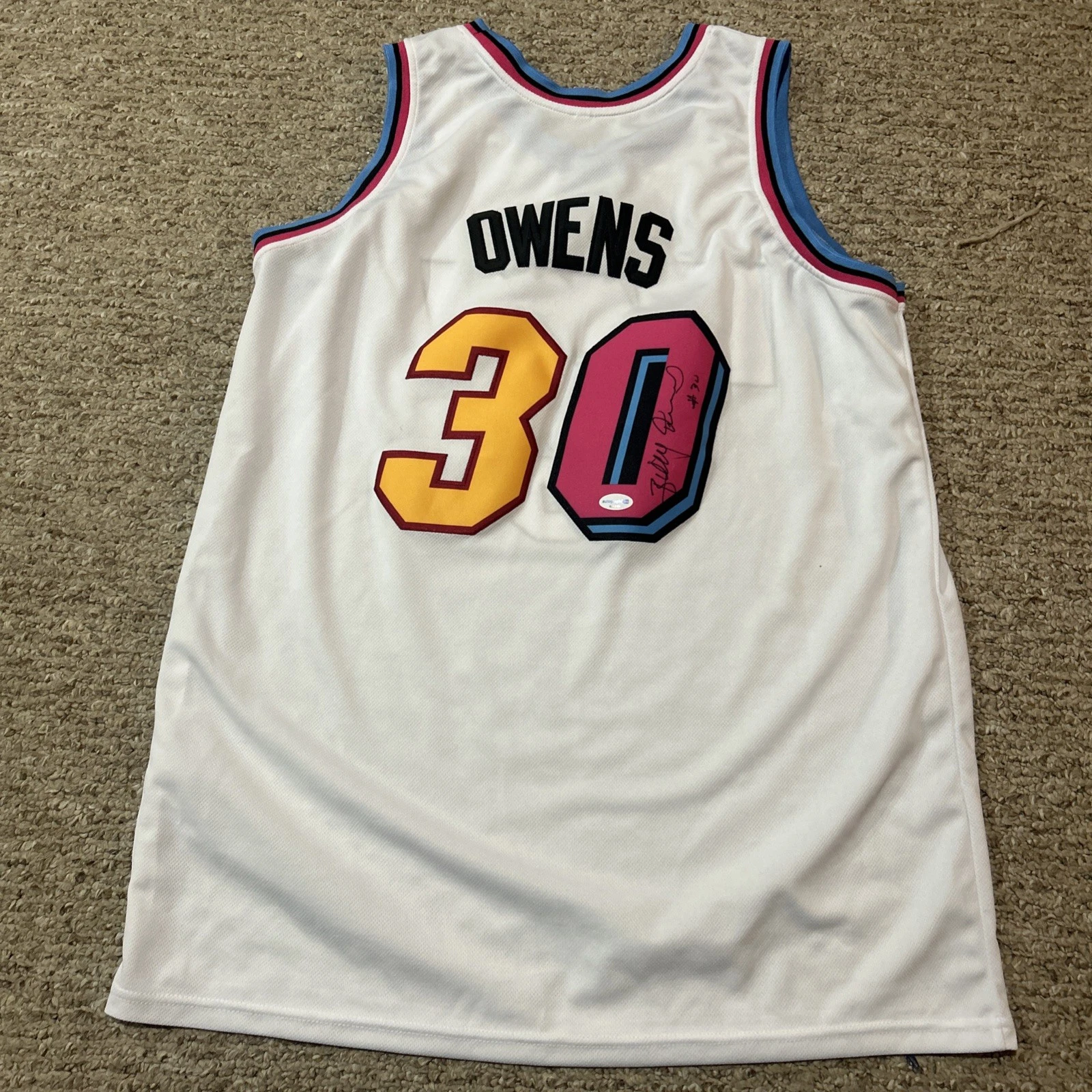 MIAMI HEAT- BILLY OWENS SIGNED AUTOGRAPH JERSEY ACOA COA SYRACUSE
