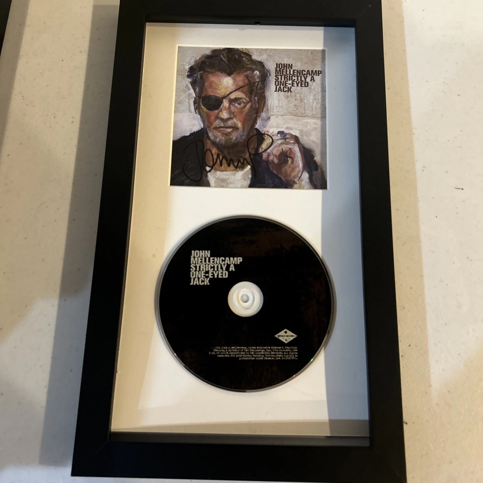 JOHN MELLENCAMP SIGNED AUTOGRAPH FRAMED CD DISPLAY STRICTLY A ONE EYED JACK
