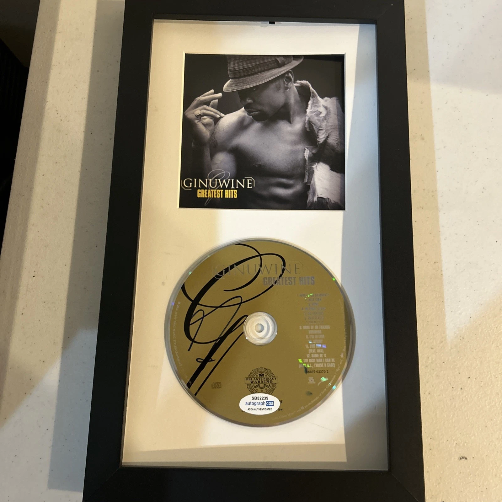 GINUWINE SIGNED AUTOGRAPH FRAMED CD DISPLAY ACOA GREATEST HITS RECORD