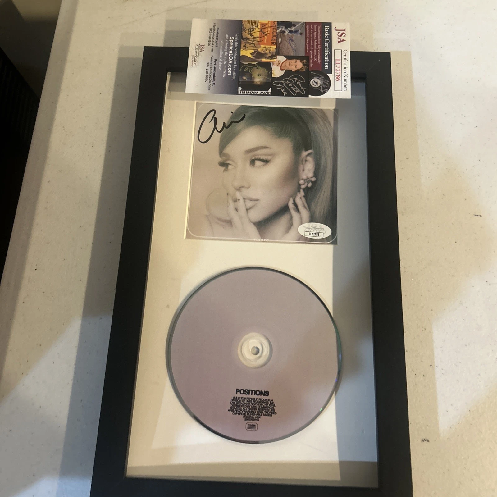 ARIANA GRANDE SIGNED AUTOGRAPH FRAMED CD DISPLAY POSITIONS JSA COA