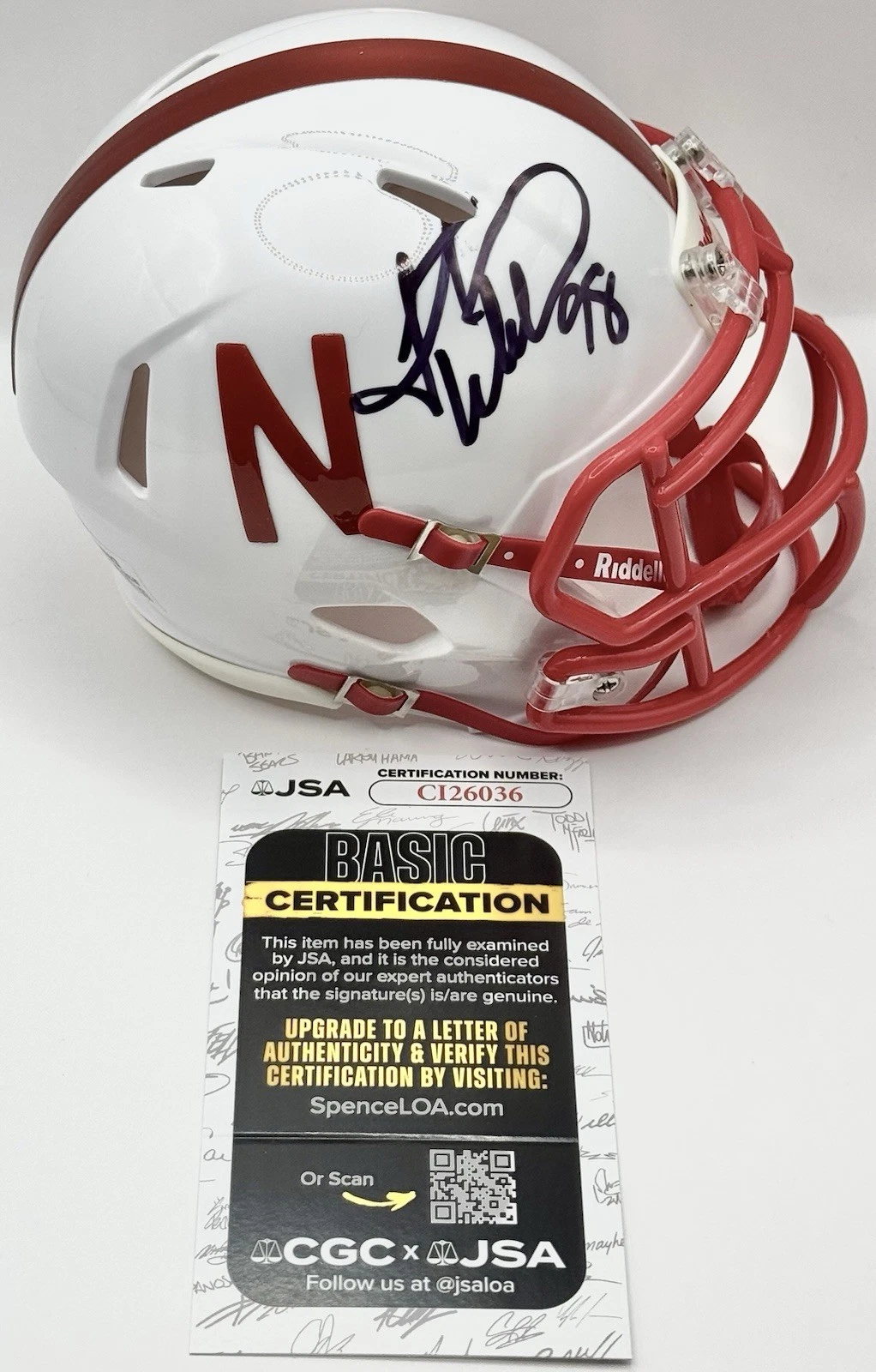 Grant Wistrom Signed Autographed Nebraska Cornhuskers Mini Helmet JSA COA
