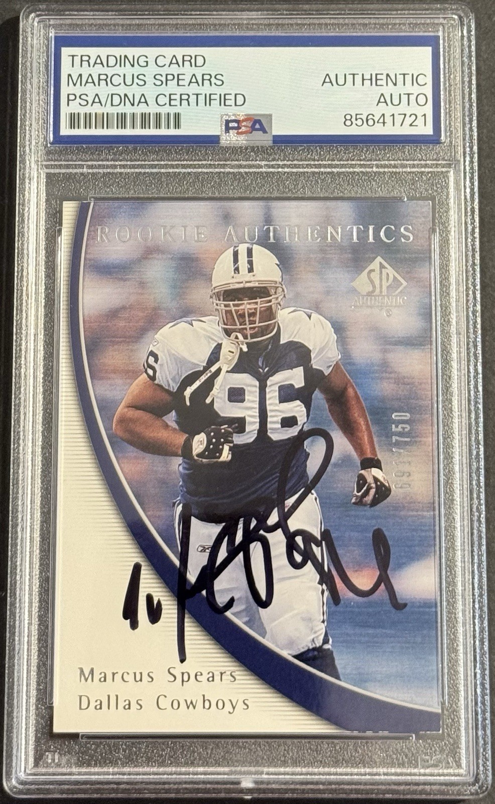 Marcus Spears Signed Autographed 2005 SP Authentic Rookie Card PSA/DNA Slabbed