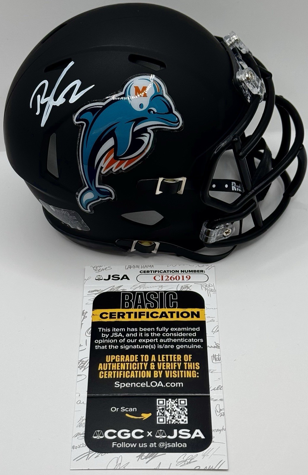 Bradley Chubb Signed Autographed Miami Dolphins Mini Helmet JSA COA