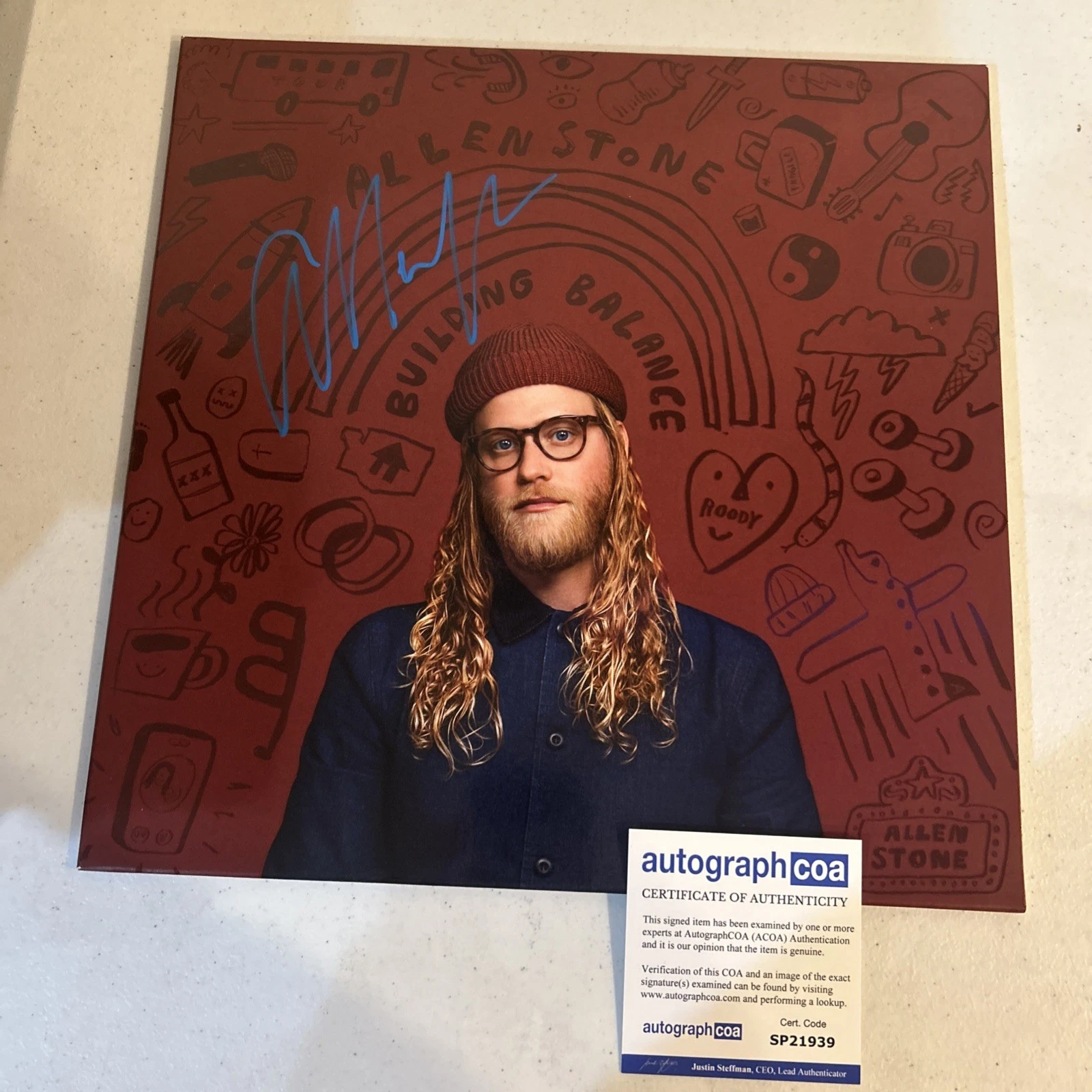 ALLEN STONE SIGNED AUTOGRAPH VINYL ALBUM ACOA BUILDING BALANCE RECORD LP