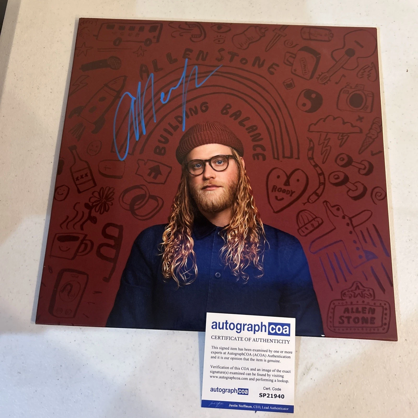 ALLEN STONE SIGNED AUTOGRAPH VINYL ALBUM ACOA BUILDING BALANCE RECORD LP