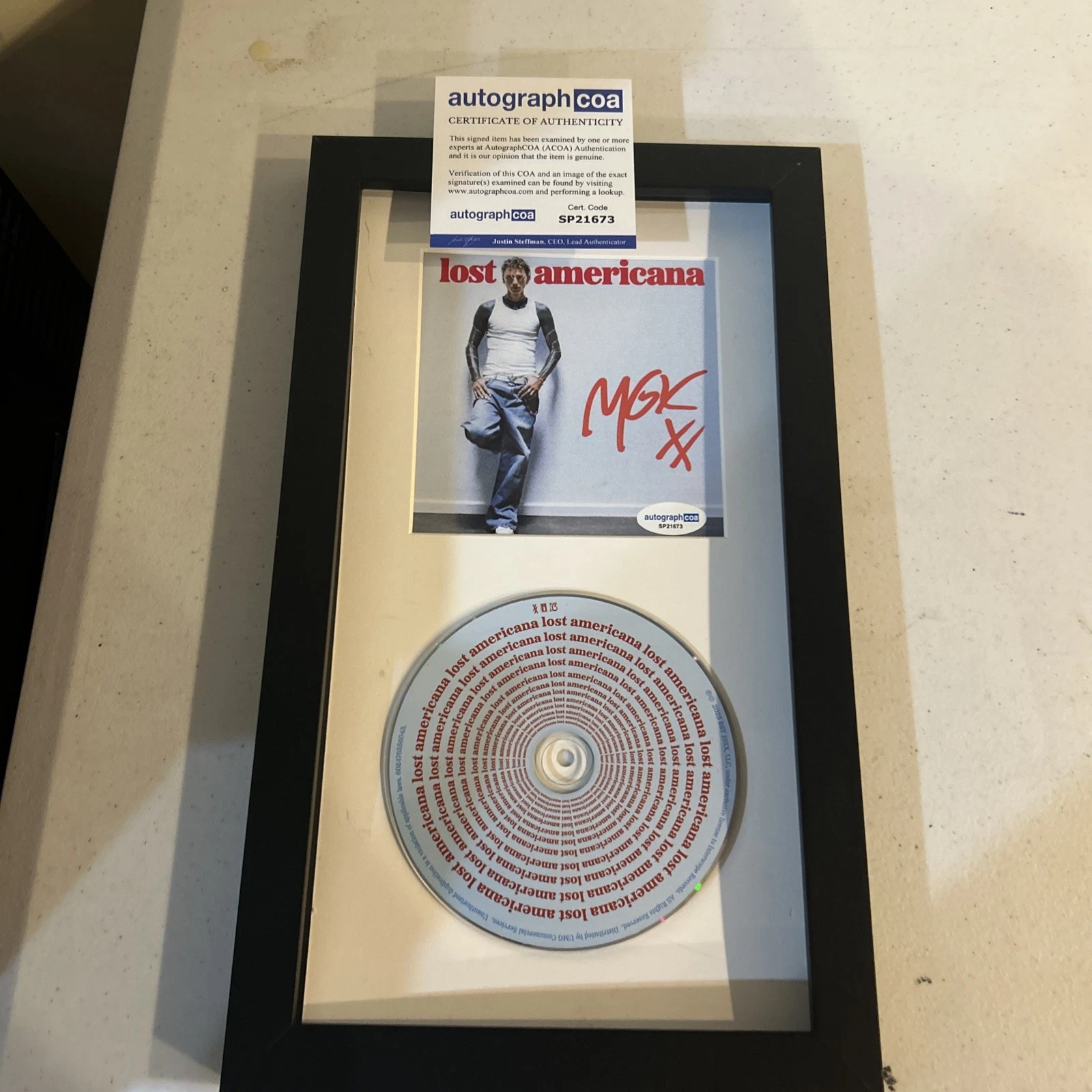 MACHINE GUN KELLY SIGNED AUTOGRAPH FRAMED CD DISPLAY ACOA LOST AMERICANA