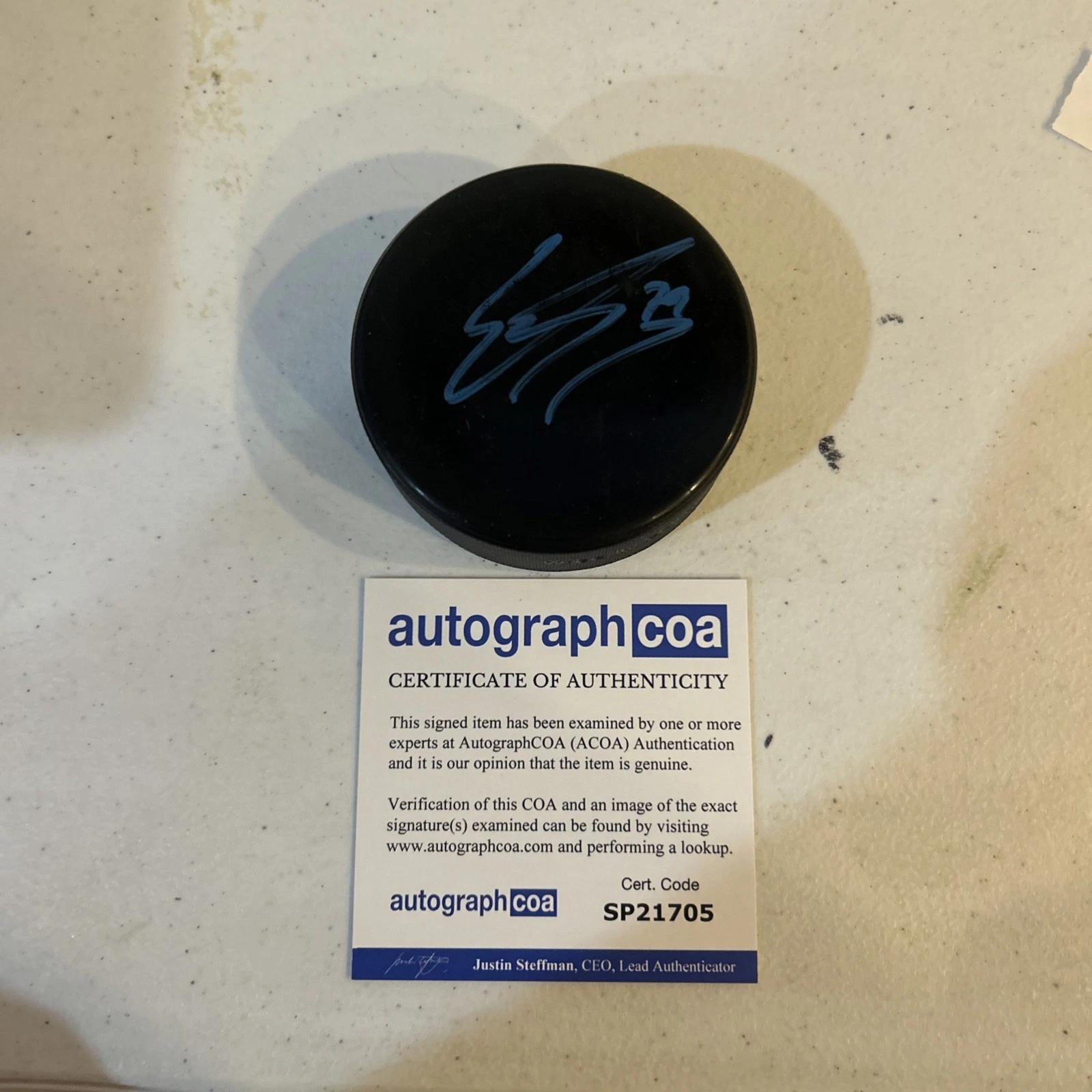 TAMPA BAY LIGHTNING- ETHAN GAUTHIER SIGNED AUTOGRAPH HOCKEY PUCK ACOA PROSPECT
