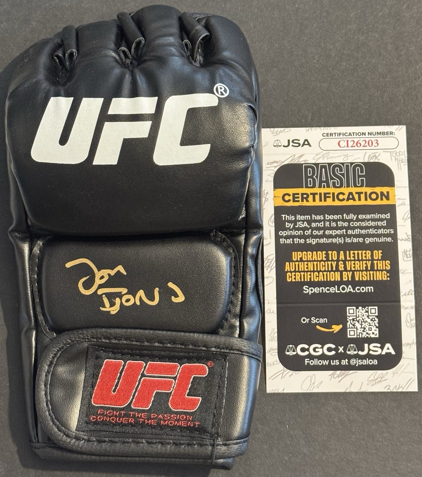 Jon Bones Jones Signed Autographed UFC Fight Glove JSA COA Legend Champ