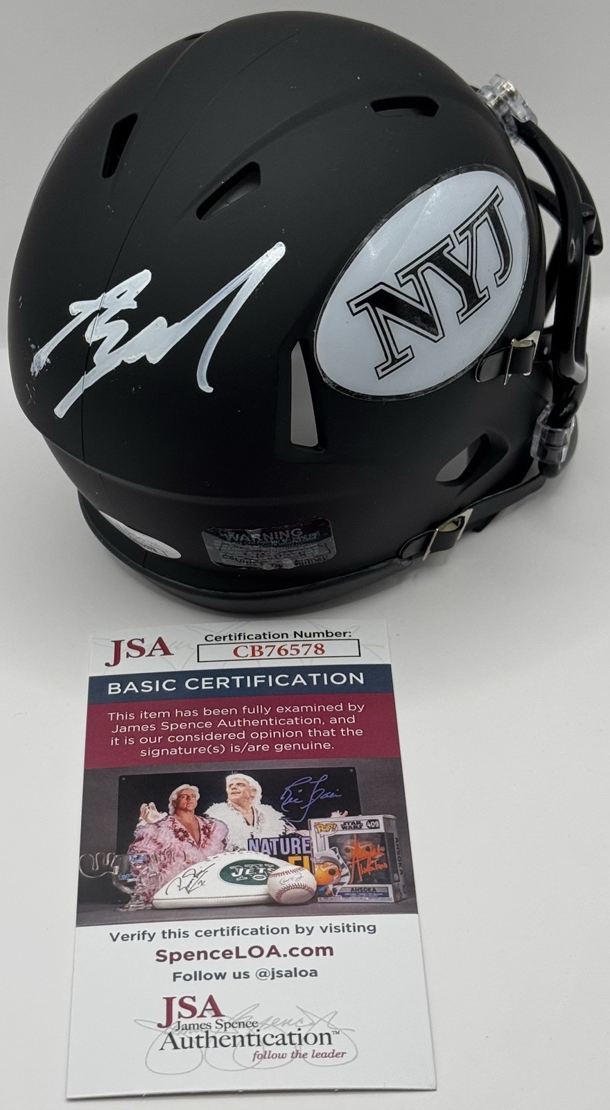 Azareye'h Thomas Signed Autographed New York Jets Mini Helmet JSA COA