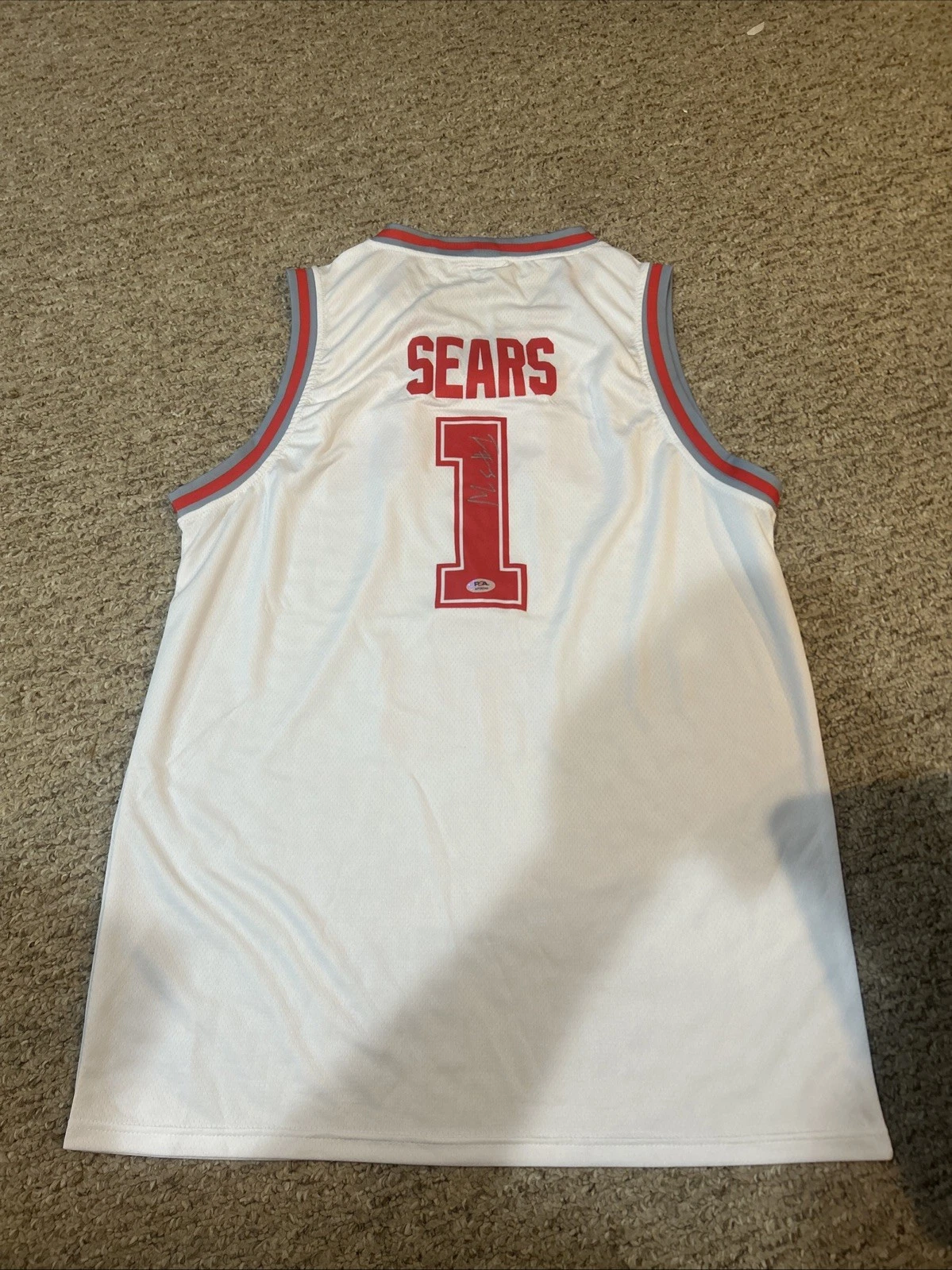 ALABAM CRIMSON TIDE- MARK SEARS SIGNED AUTOGRAPH JERSEY PSA COA BASKETBALL COLLECTIBLE MEMORABILIA