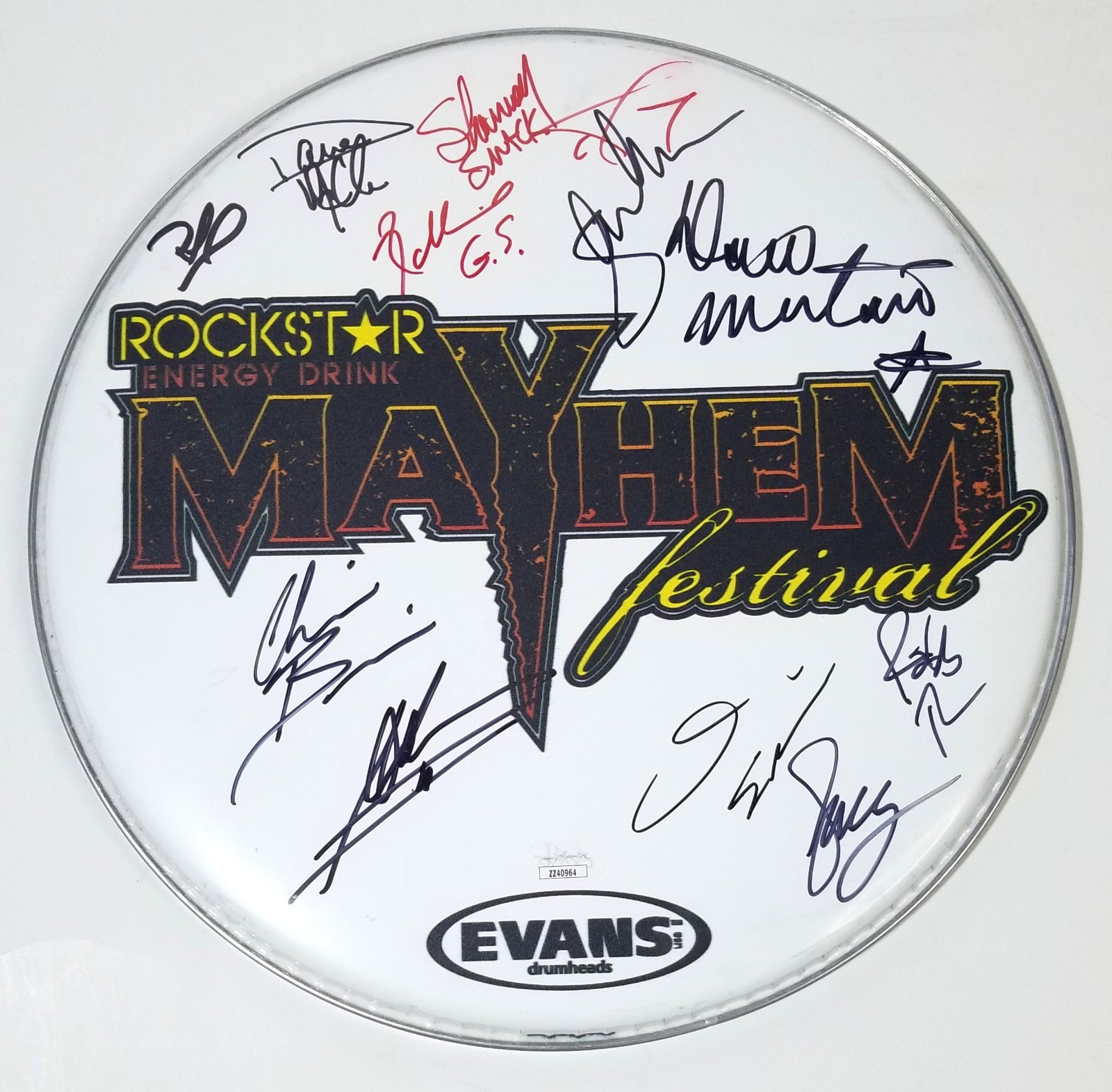 Megadeth Godsmack Machine Head SIGNED Rockstar Mayhem Festival Drumhead JSA LOA