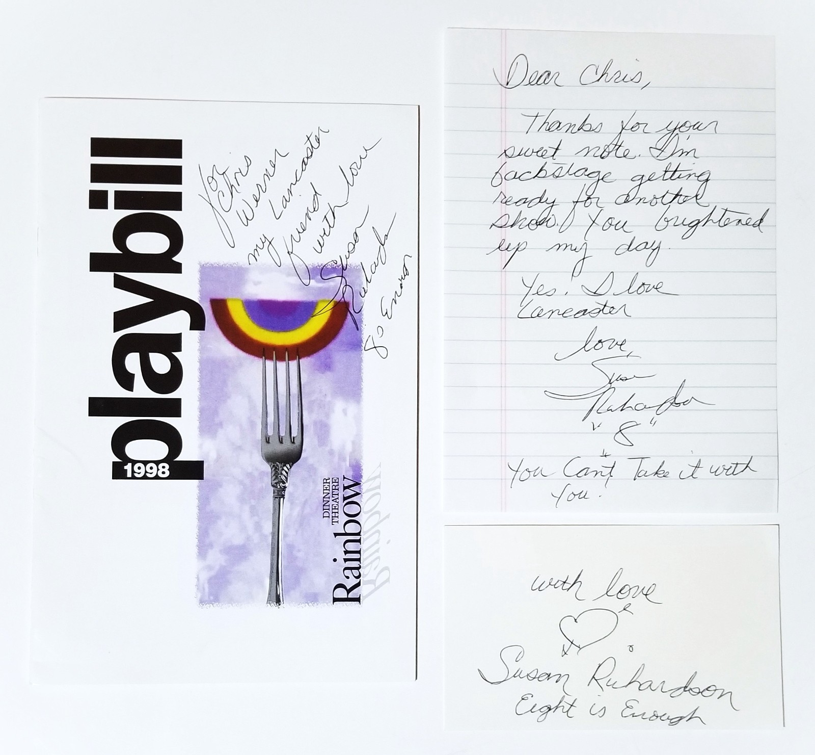 Susan Richardson REAL hand SIGNED 3 Item Lot COA Autographed Eight is Enough 8