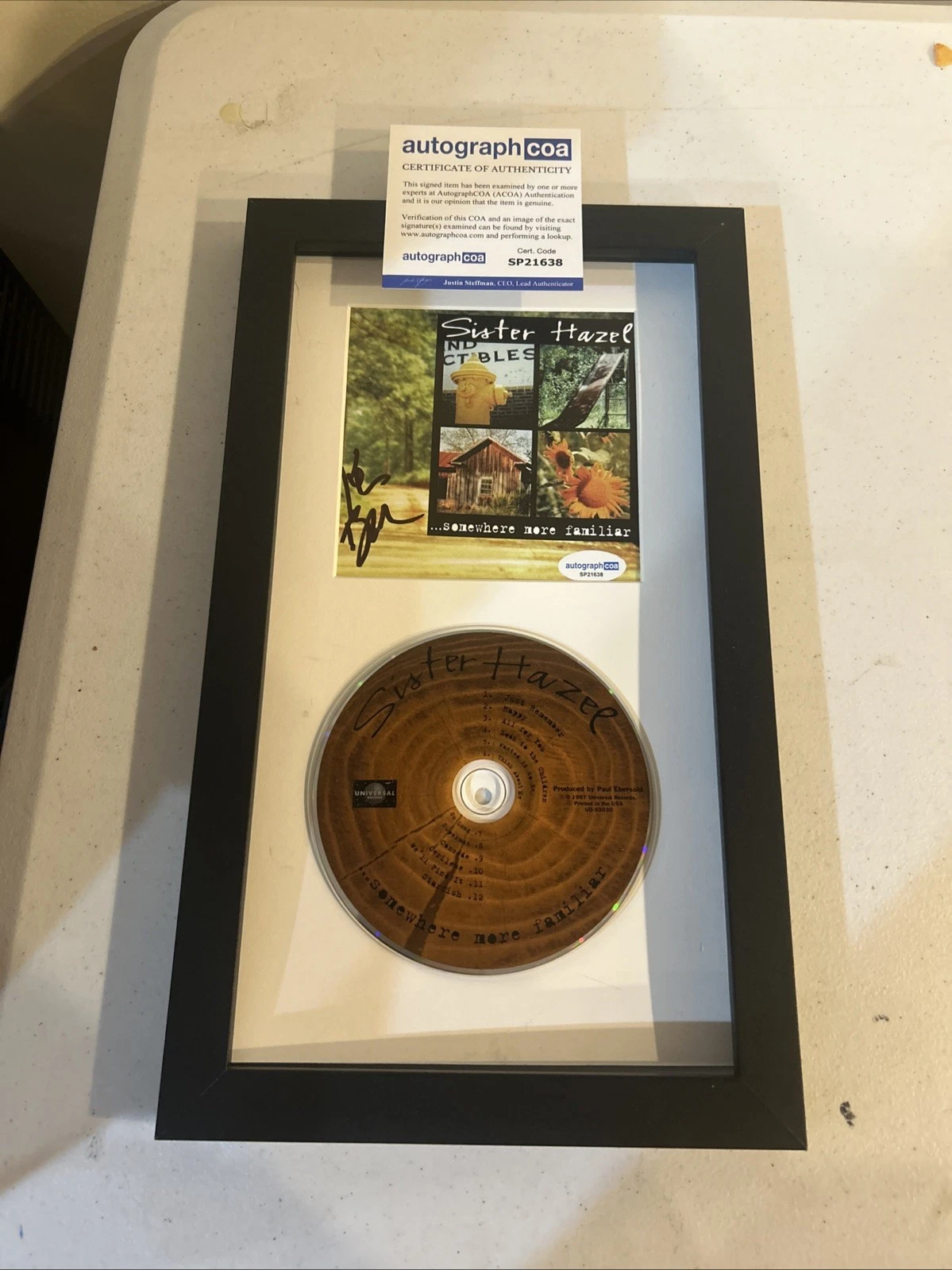 KEN BLOCK SISTER HAZEL SIGNED AUTOGRAPH FRAMED CD DISPLAY ACOA SOMEWHERE MORE