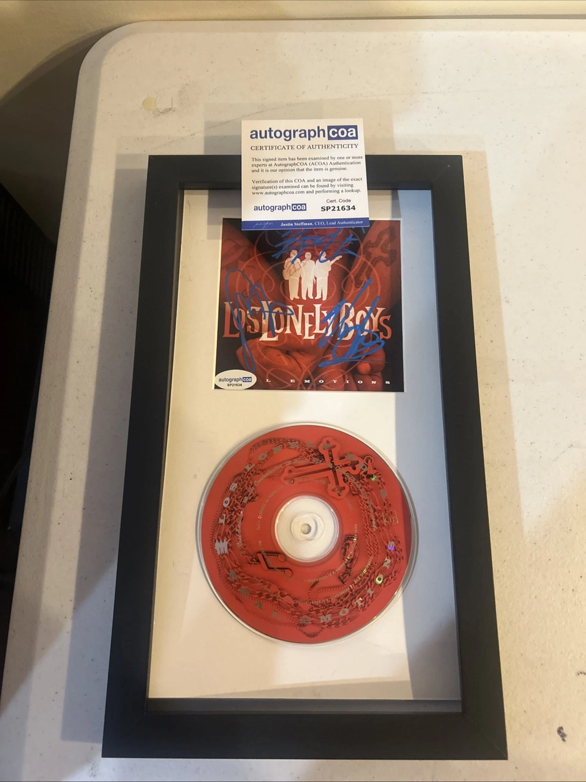 LOS LONELY BOYS SIGNED AUTOGRAPH FRAMED CD DISPLAY ACOA REAL EMOTIONS