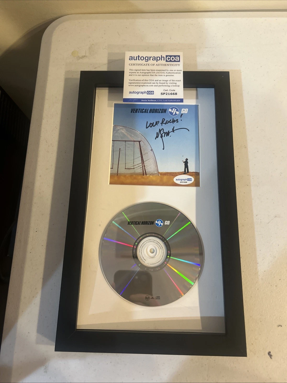 VERTICAL HORIZON MATT SCANNELL SIGNED AUTOGRAPH FRAMED CD DISPLAY ACOA GO