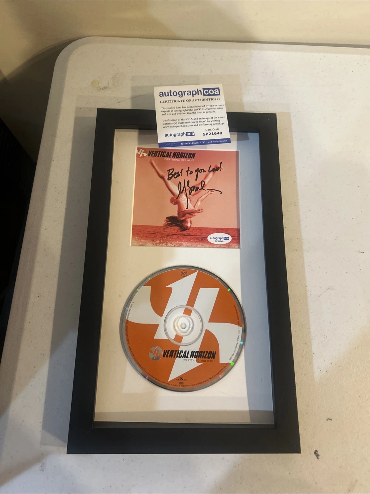 VERTICAL HORIZON MATT SCANNELL SIGNED AUTOGRAPH FRAMED CD DISPLAY ACOA