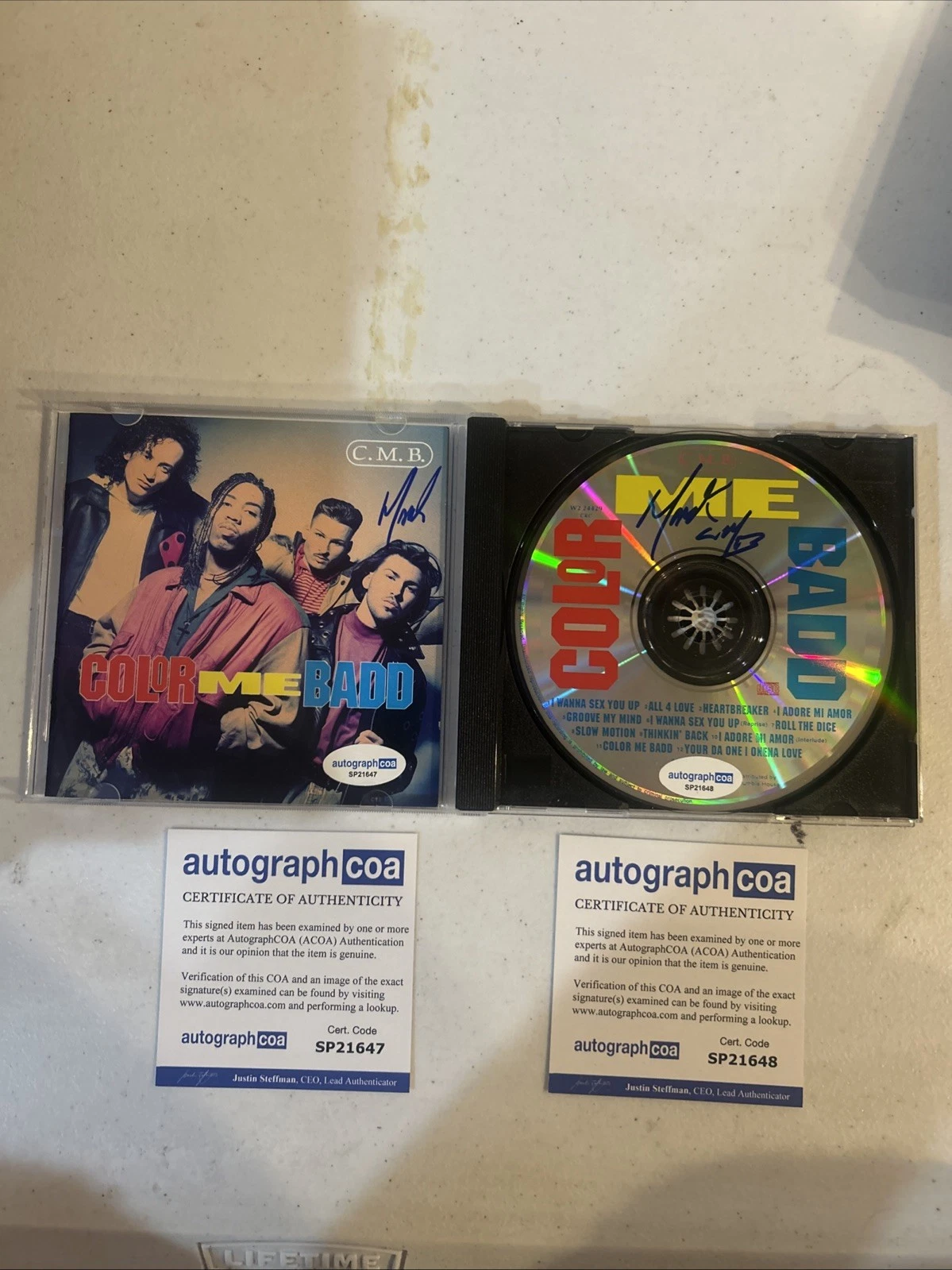 MARK CALDERON COLOR ME BADD SIGNED AUTOGRAPH CD ACOA DUAL AUTOS!