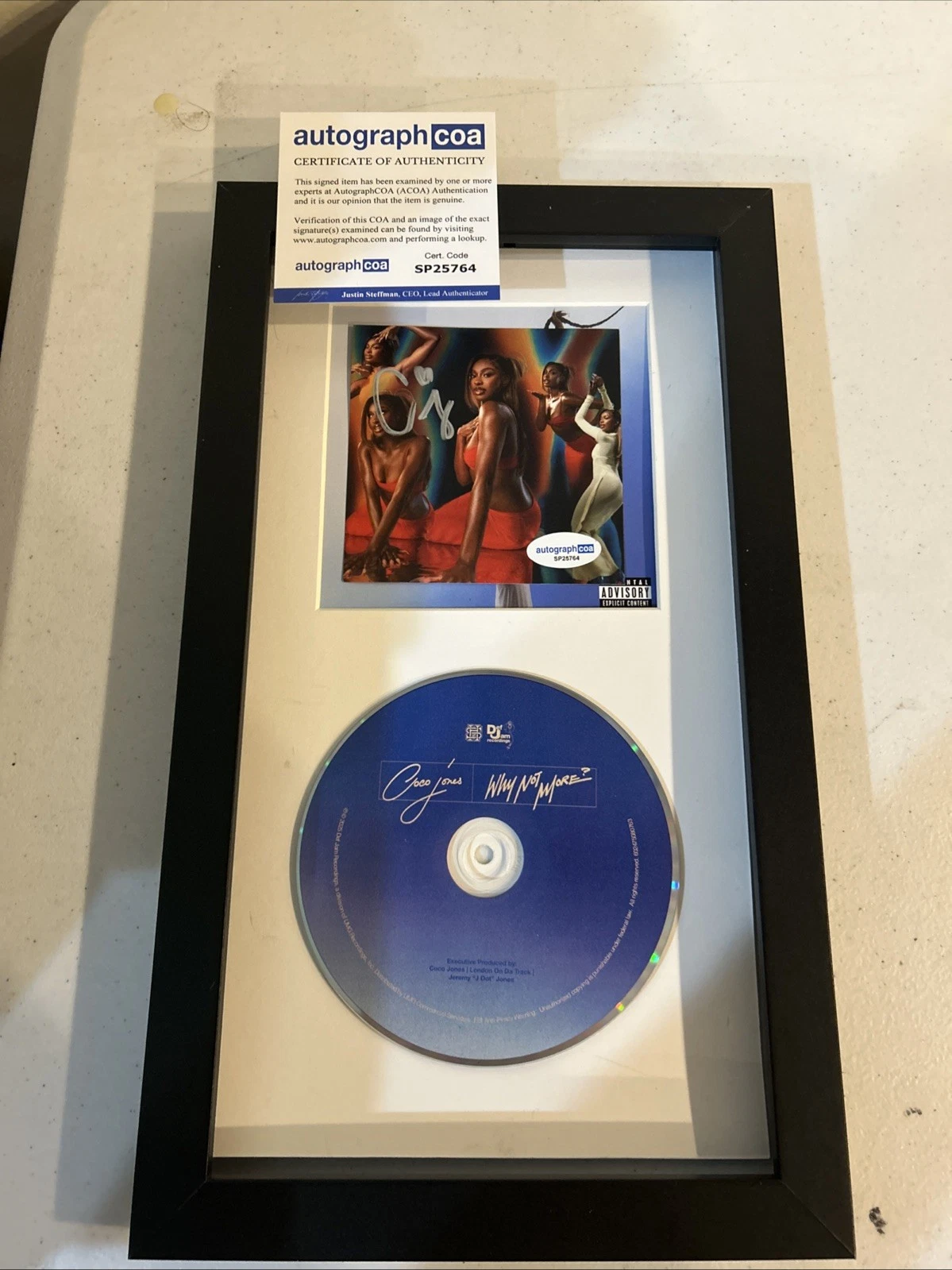 COCO JONES SIGNED AUTOGRAPH FRAMED CD DISPLAY ACOA WHY NOT MORE? DISNEY STAR