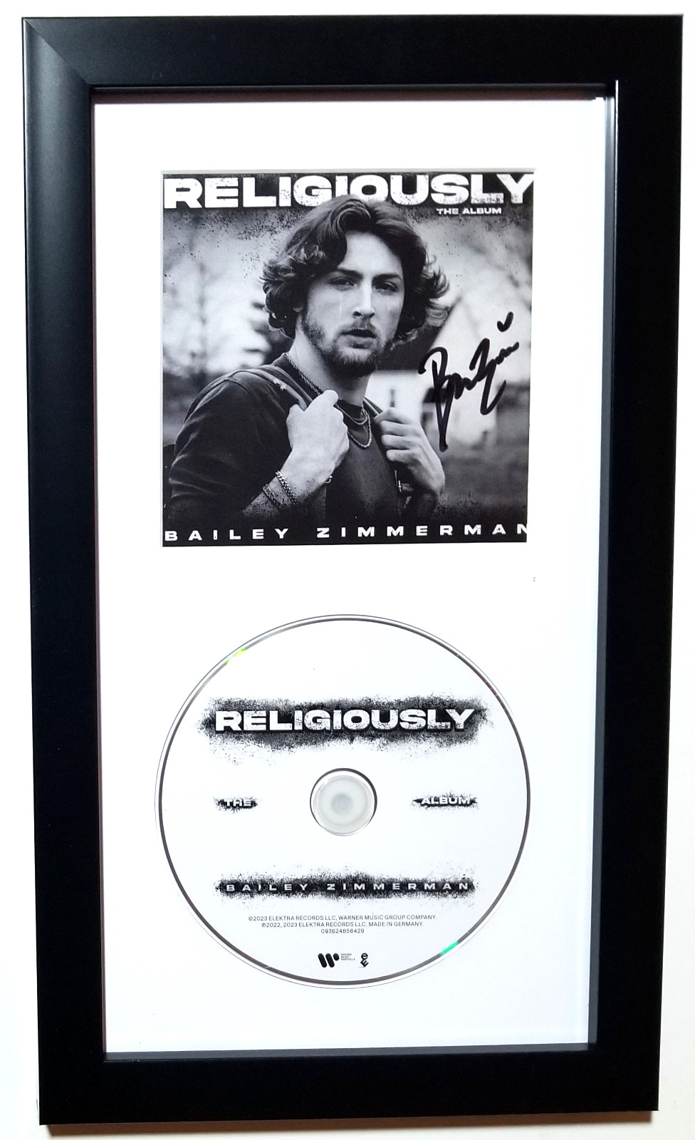 Bailey Zimmerman REAL hand SIGNED Religiously CD Framed Display #1 COA Autograph
