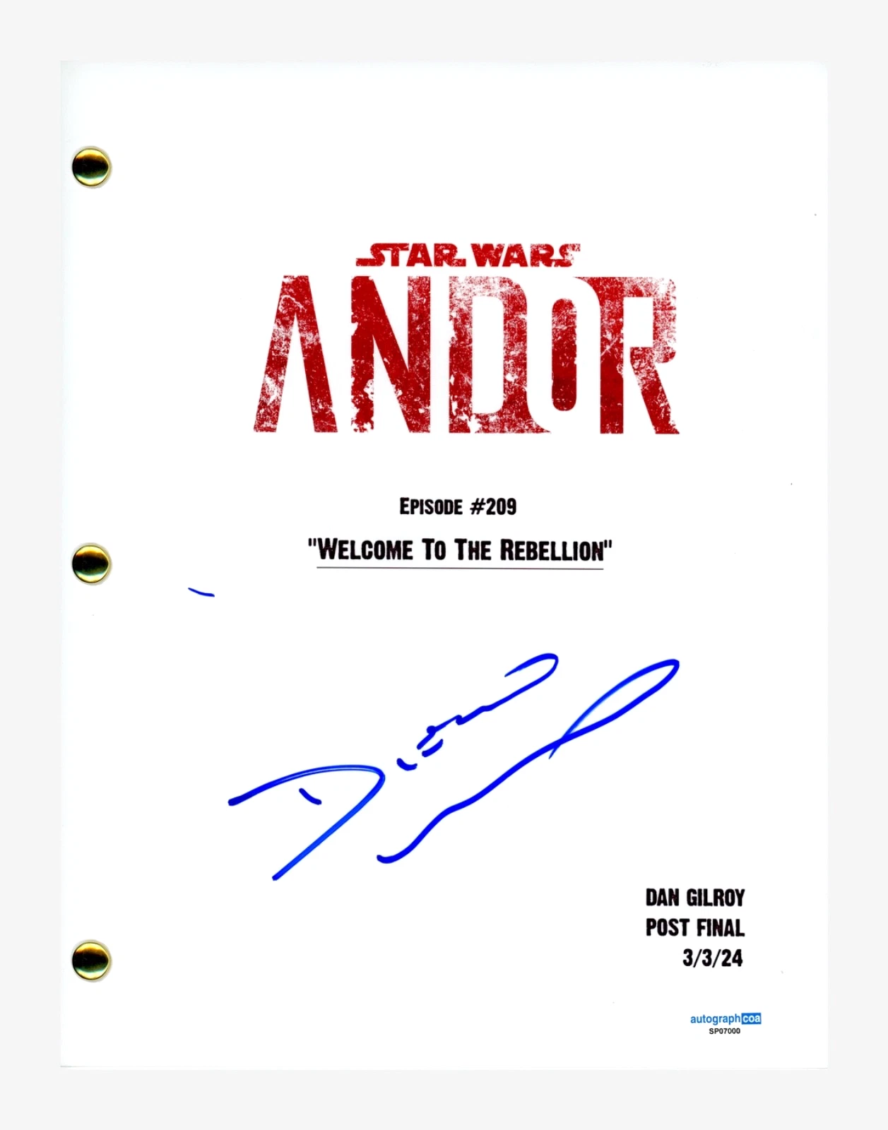 Diego Luna Star Wars Andor Signed Autograph Full Episode Script Screenplay ACOA