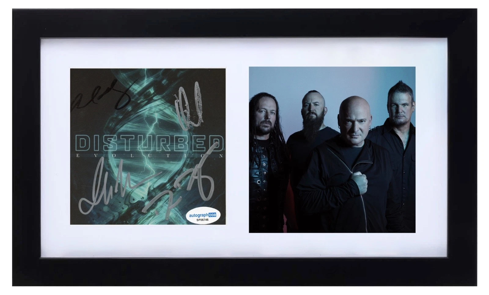 Disturbed Band Signed Autograph Evolution CD Cover Framed David Draiman x4 ACOA