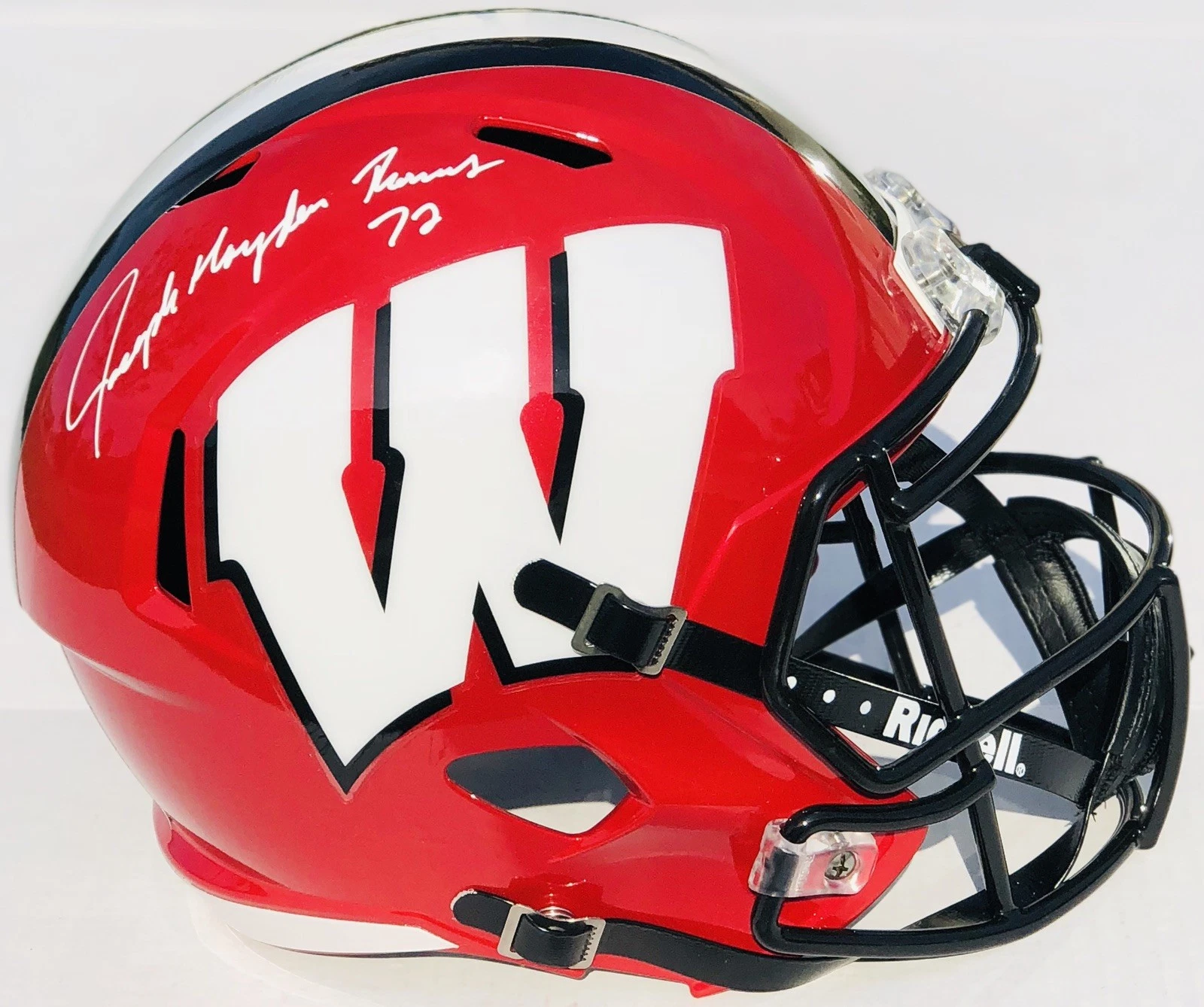 PSA/DNA Wisconsin JOE THOMAS Signed Autographed SPEED Football Helmet FULL SIG