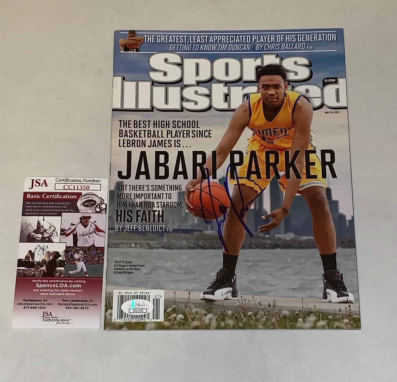 Jabari Parker Chicago Bulls signed Sports Illustrated Magazine SI No Label JSA