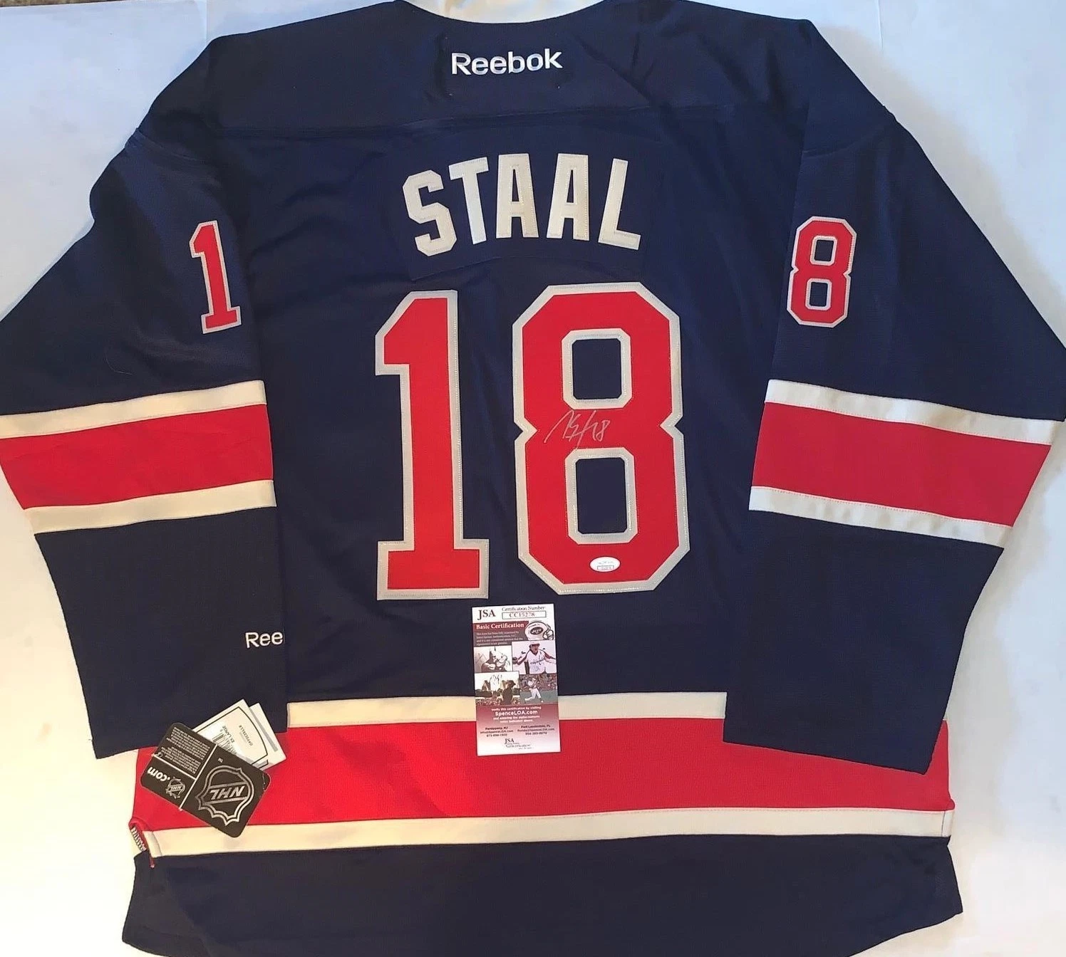 Marc Staal signed New York Rangers Reebok Premier jersey autographed JSA
